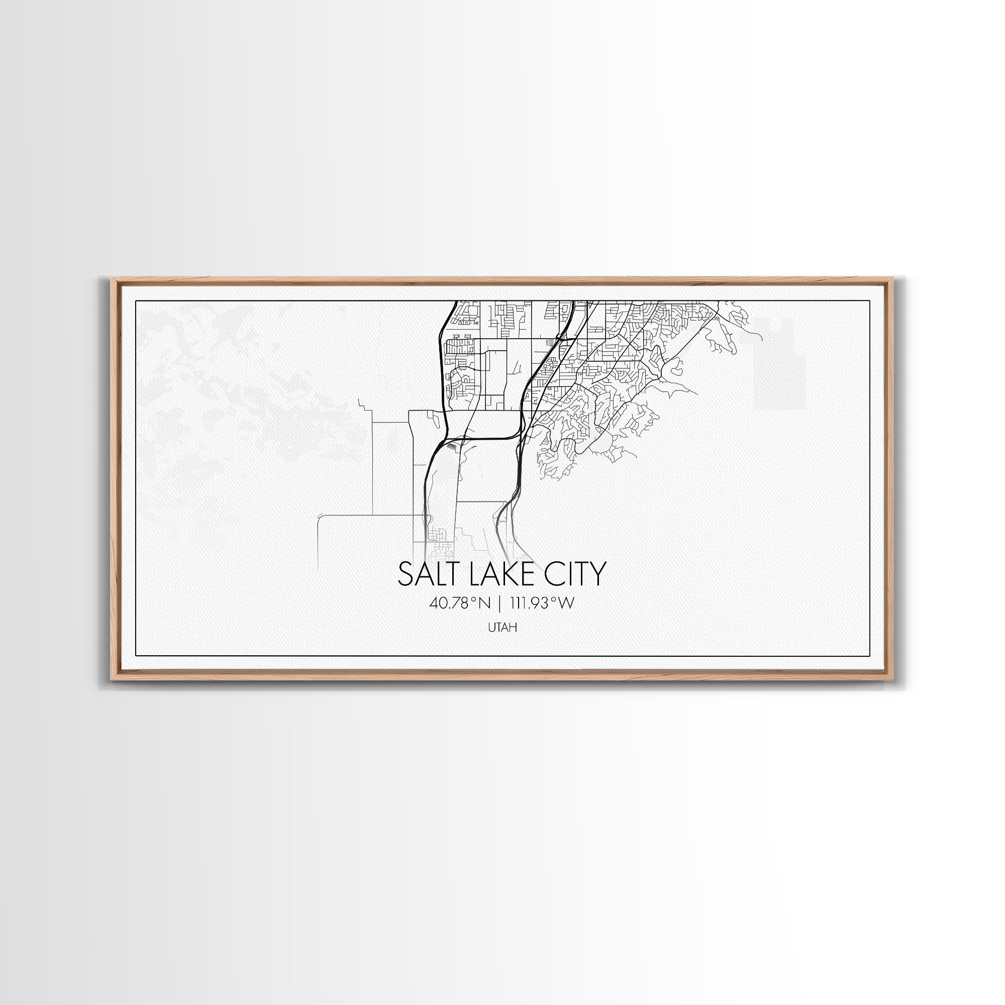 Salt Lake City Map, Utah Art, Map Print, Minimalist Wall Art, Wall Art, Canvas Art, Gift For Couples, Dorm Room Art, Rustic Wall Décor