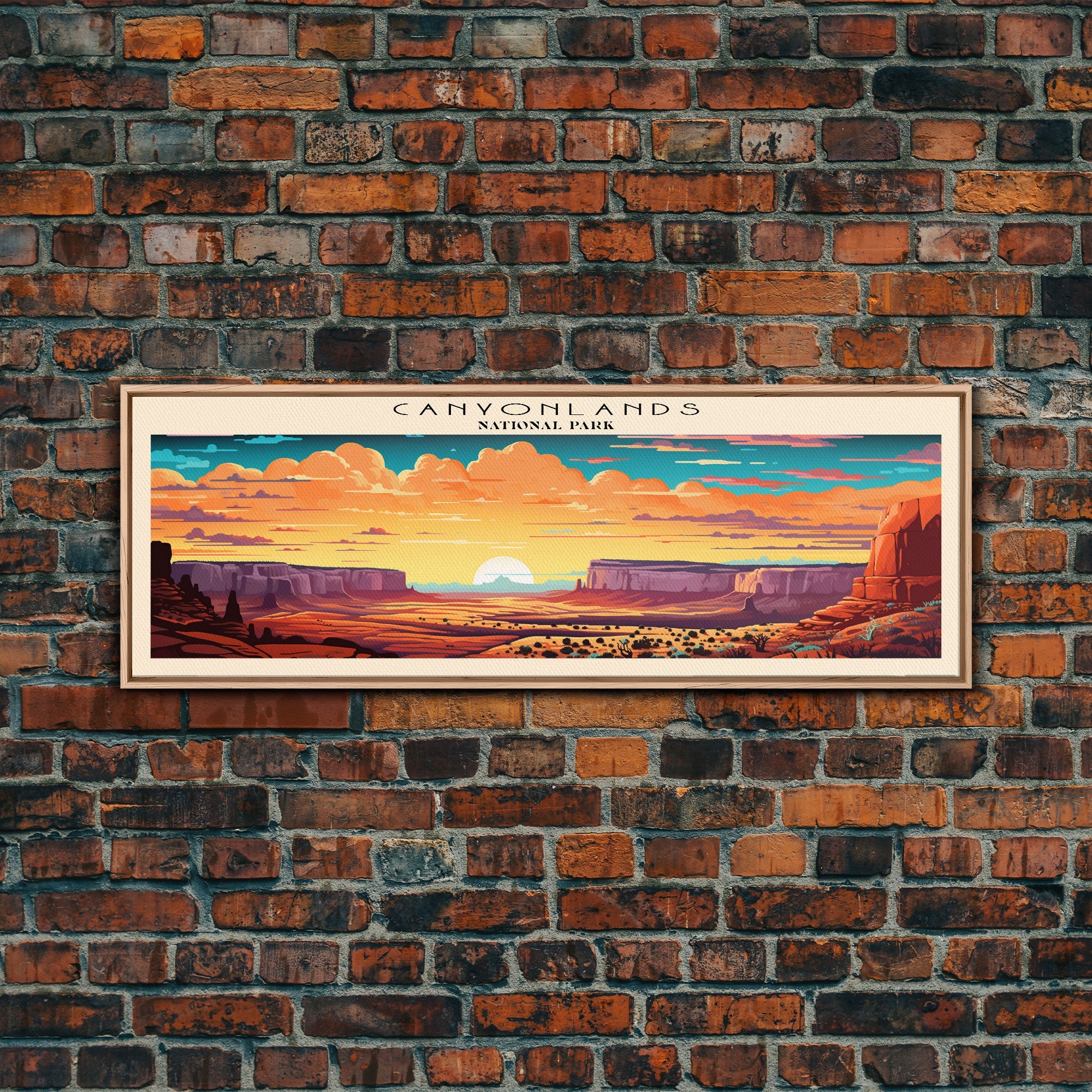 Canyonlands National Park Panoramic Utah Travel Art, National Park Print, Minimalist Travel Art, Subdued Watercolor Painting Panoramic