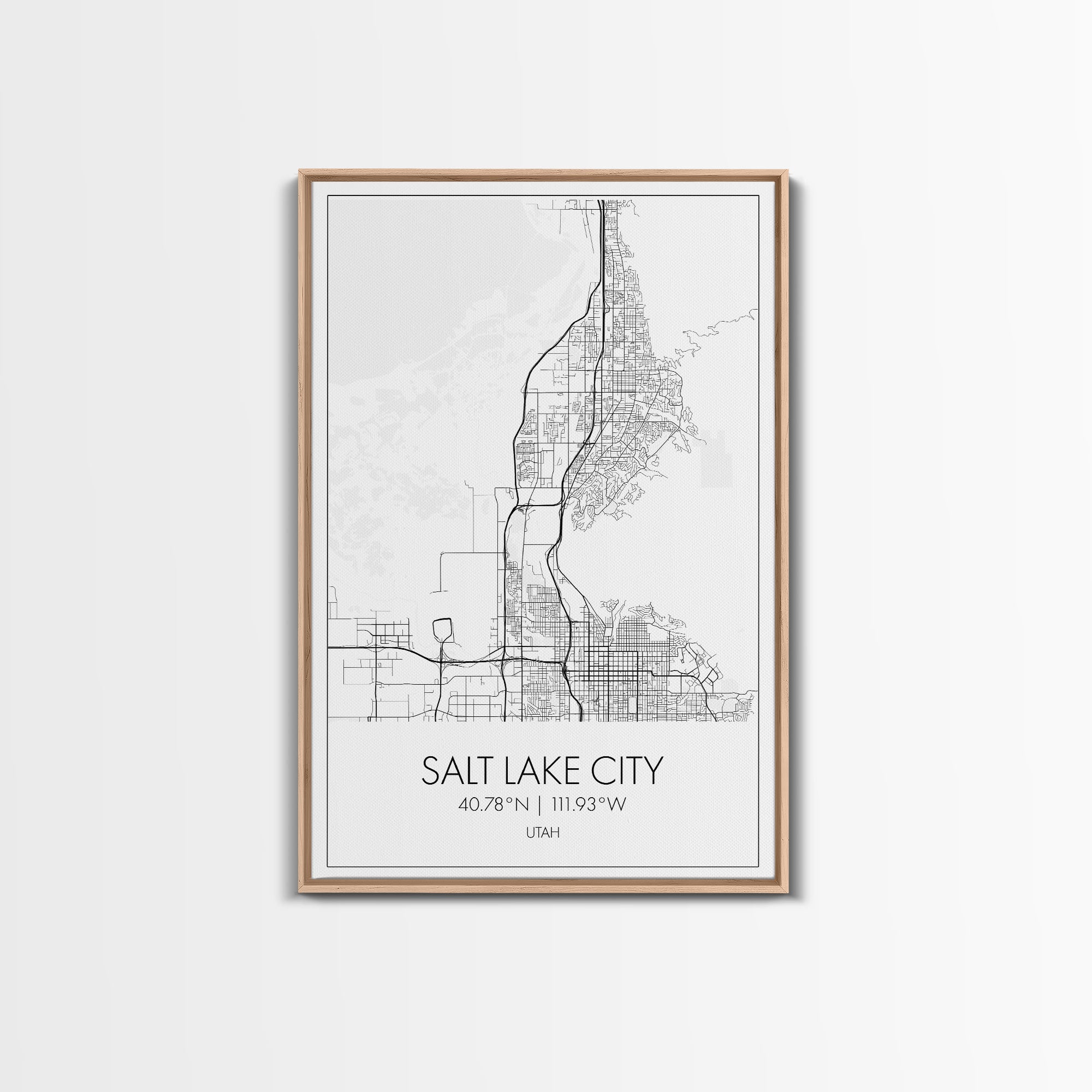 Salt Lake City Street Map, Utah Map, City Map Art, Minimalist Art, Wall Art, Canvas Print, Home Décor Wall Art, Friendship Gift, Travel Art