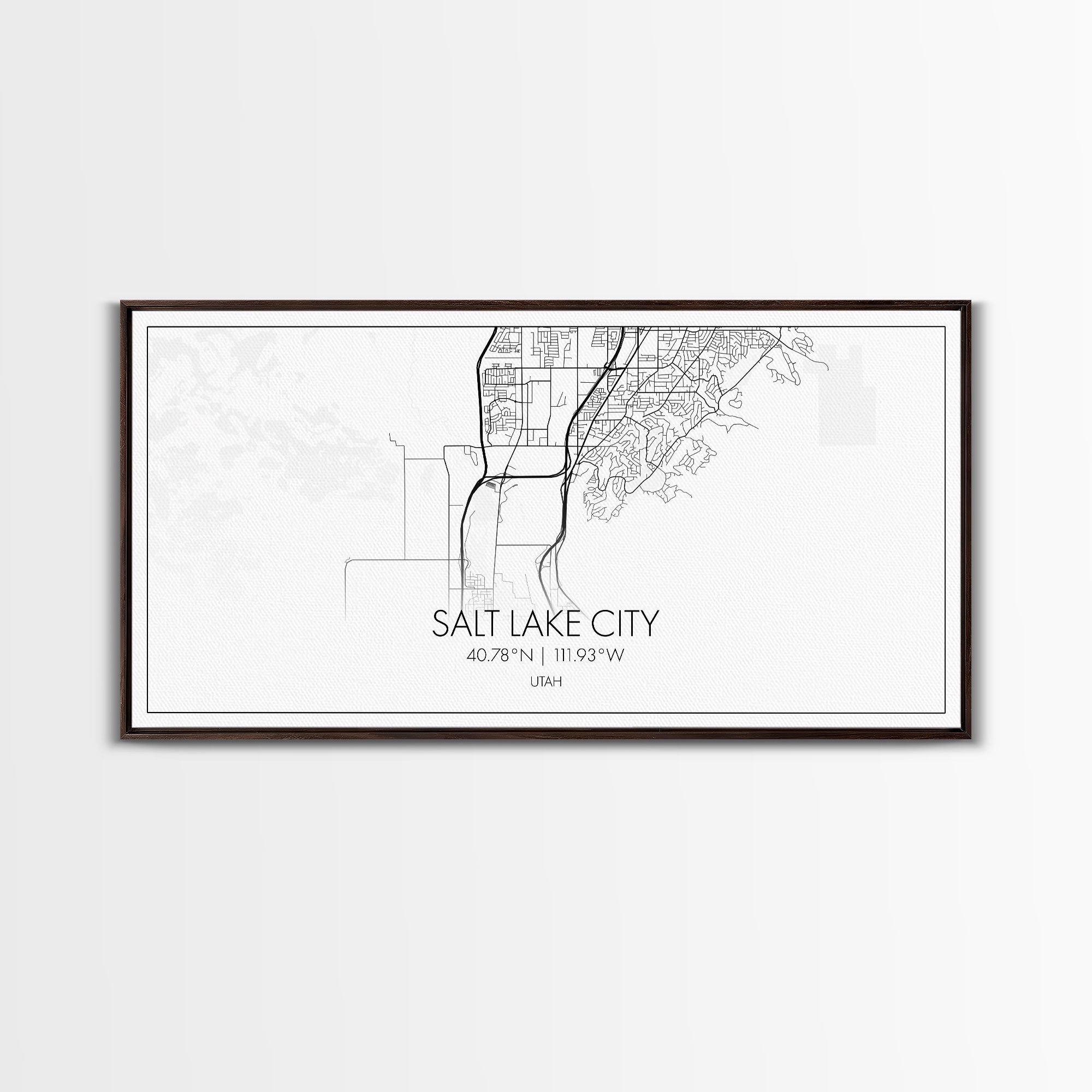 Salt Lake City Map, Utah Art, Map Print, Minimalist Wall Art, Wall Art, Canvas Art, Gift For Couples, Dorm Room Art, Rustic Wall Décor
