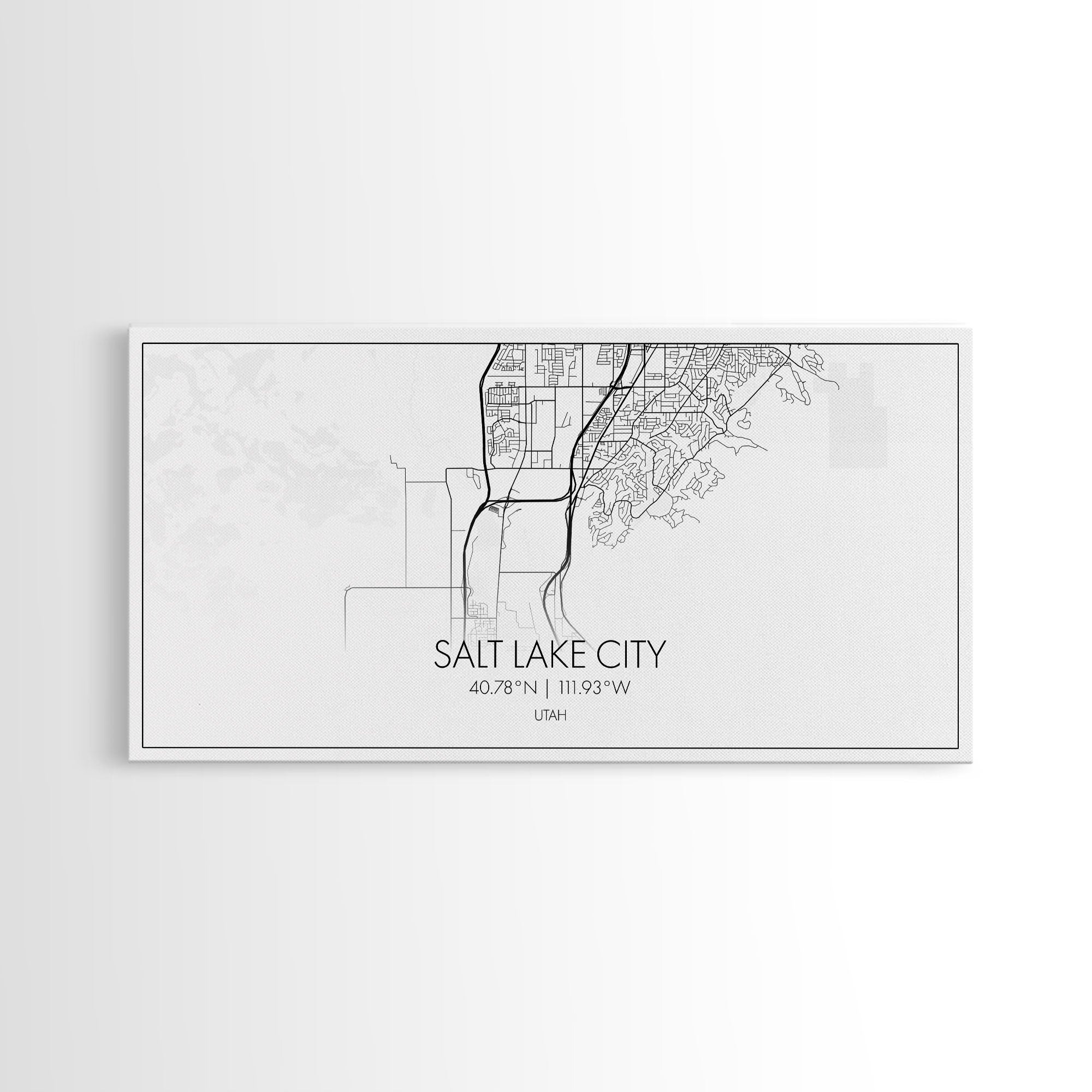 Salt Lake City Map, Utah Art, Map Print, Minimalist Wall Art, Wall Art, Canvas Art, Gift For Couples, Dorm Room Art, Rustic Wall Décor