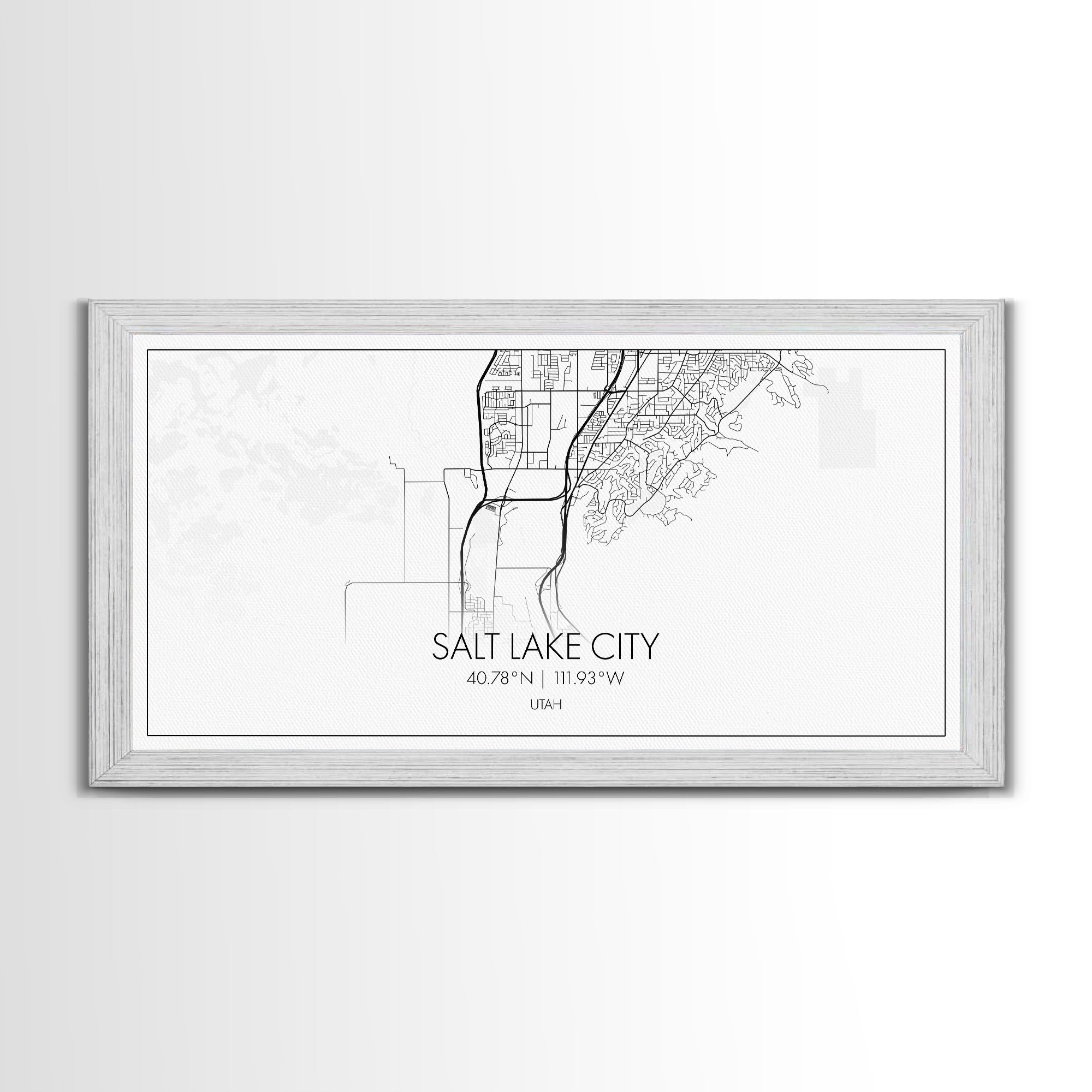 Salt Lake City Map, Utah Art, Map Print, Minimalist Wall Art, Wall Art, Canvas Art, Gift For Couples, Dorm Room Art, Rustic Wall Décor