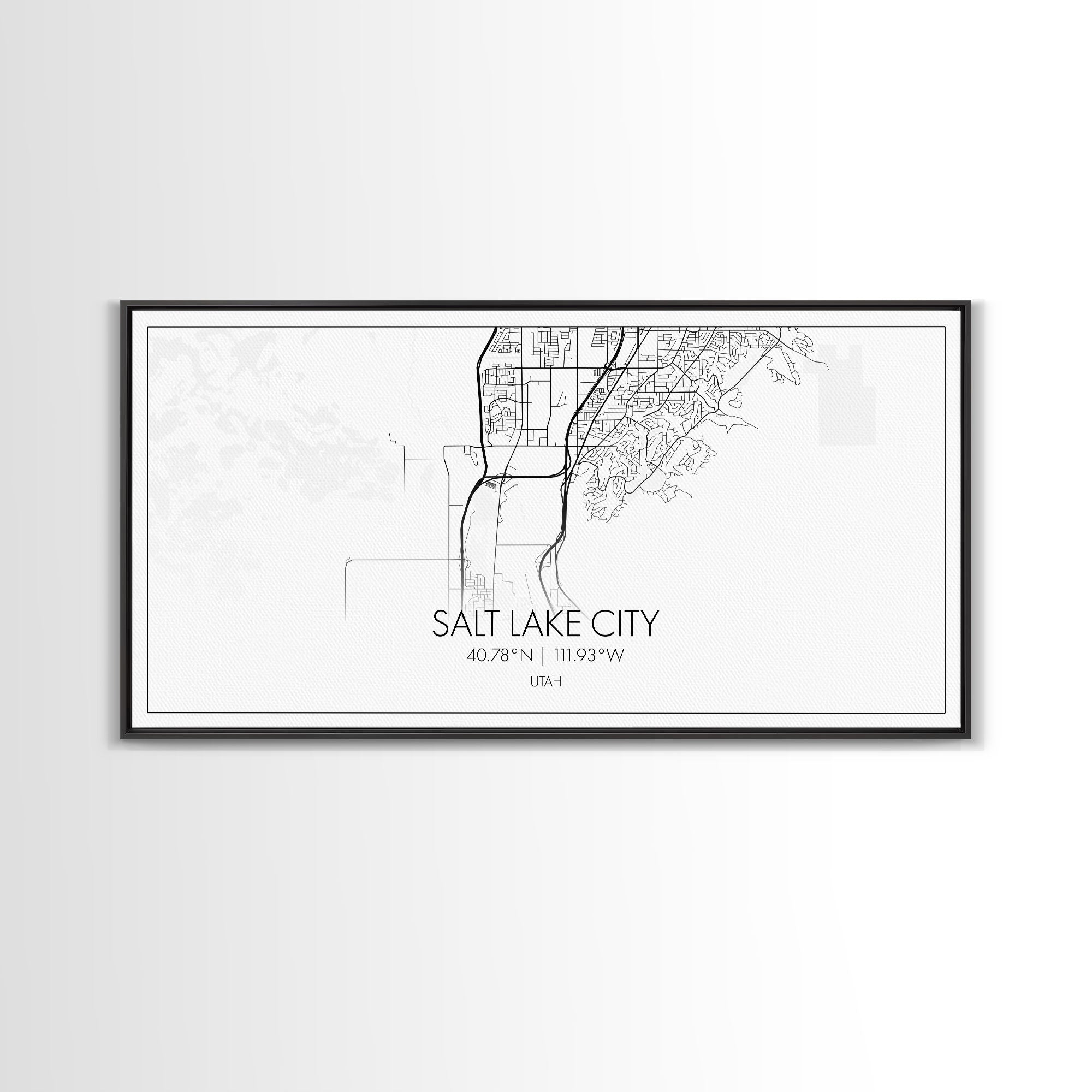 Salt Lake City Map, Utah Art, Map Print, Minimalist Wall Art, Wall Art, Canvas Art, Gift For Couples, Dorm Room Art, Rustic Wall Décor