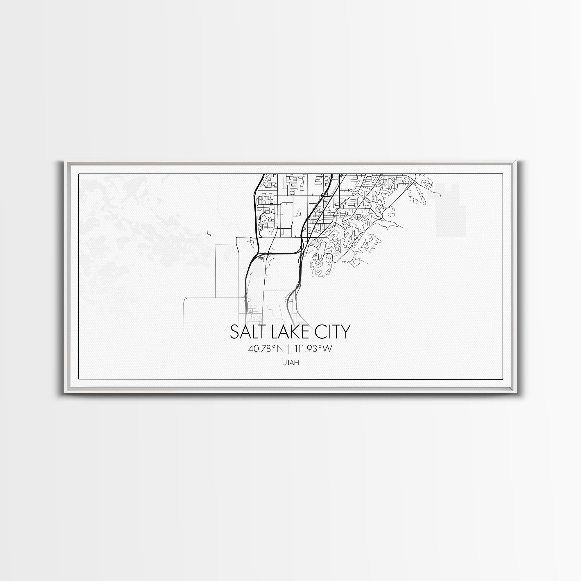 Salt Lake City Map, Utah Art, Map Print, Minimalist Wall Art, Wall Art, Canvas Art, Gift For Couples, Dorm Room Art, Rustic Wall Décor