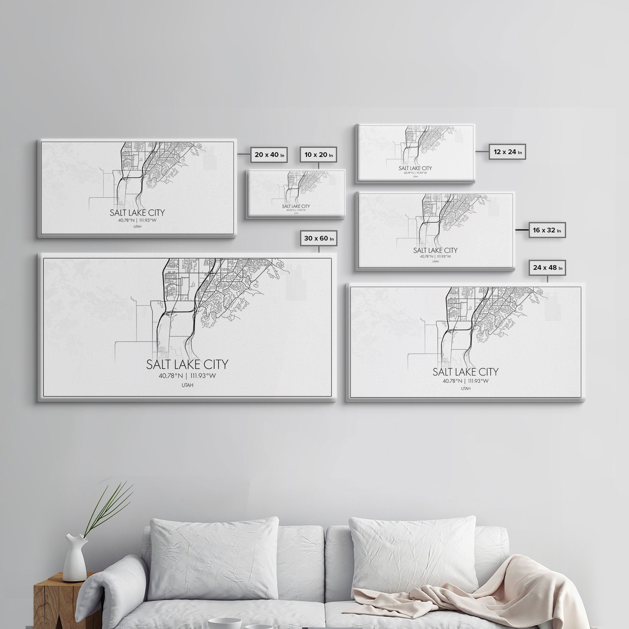 Salt Lake City Map, Utah Art, Map Print, Minimalist Wall Art, Wall Art, Canvas Art, Gift For Couples, Dorm Room Art, Rustic Wall Décor