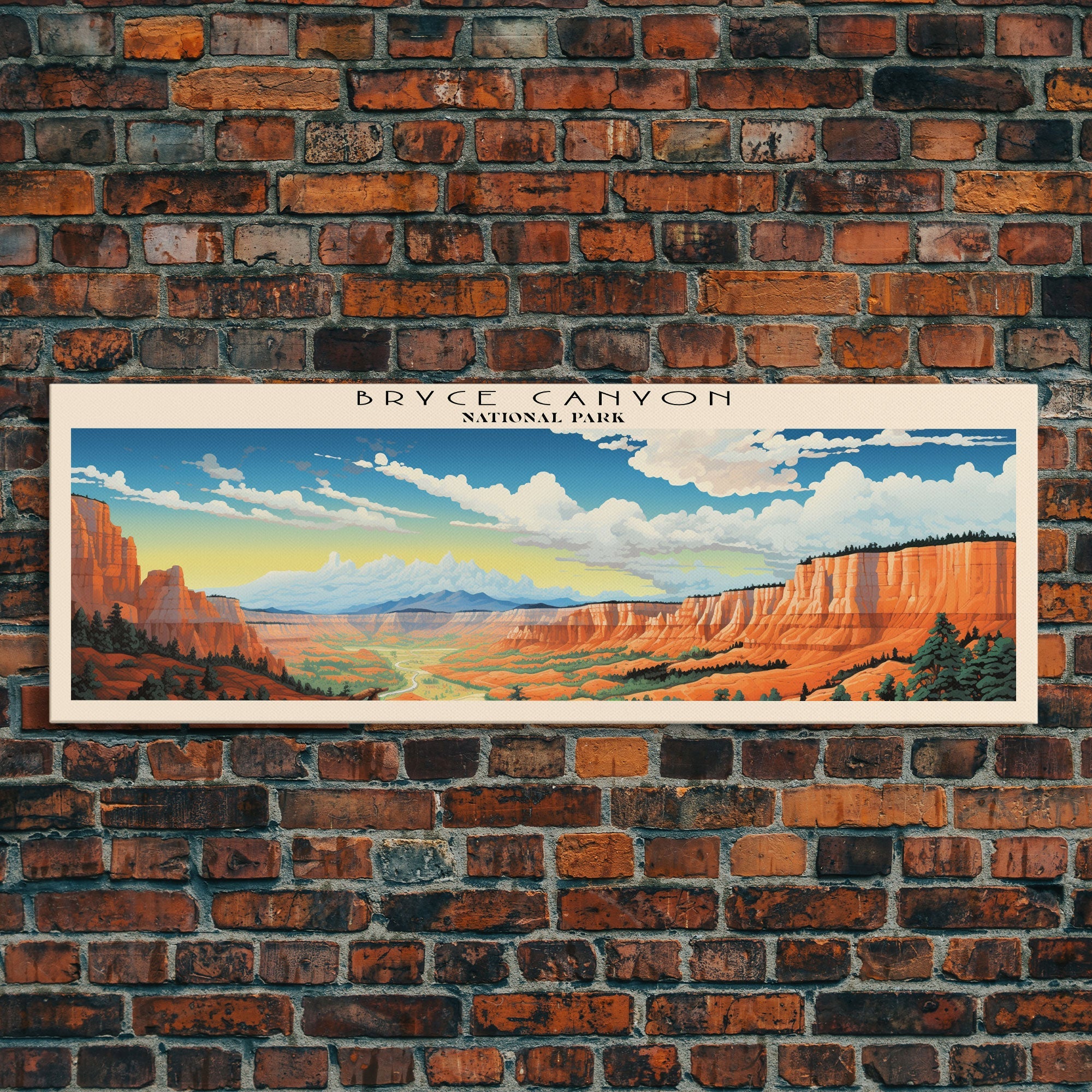 Bryce Canyon National Park Panoramic Utah Travel Art, National Park Print, Minimalist Travel Art, Subdued Watercolor Painting Panoramic