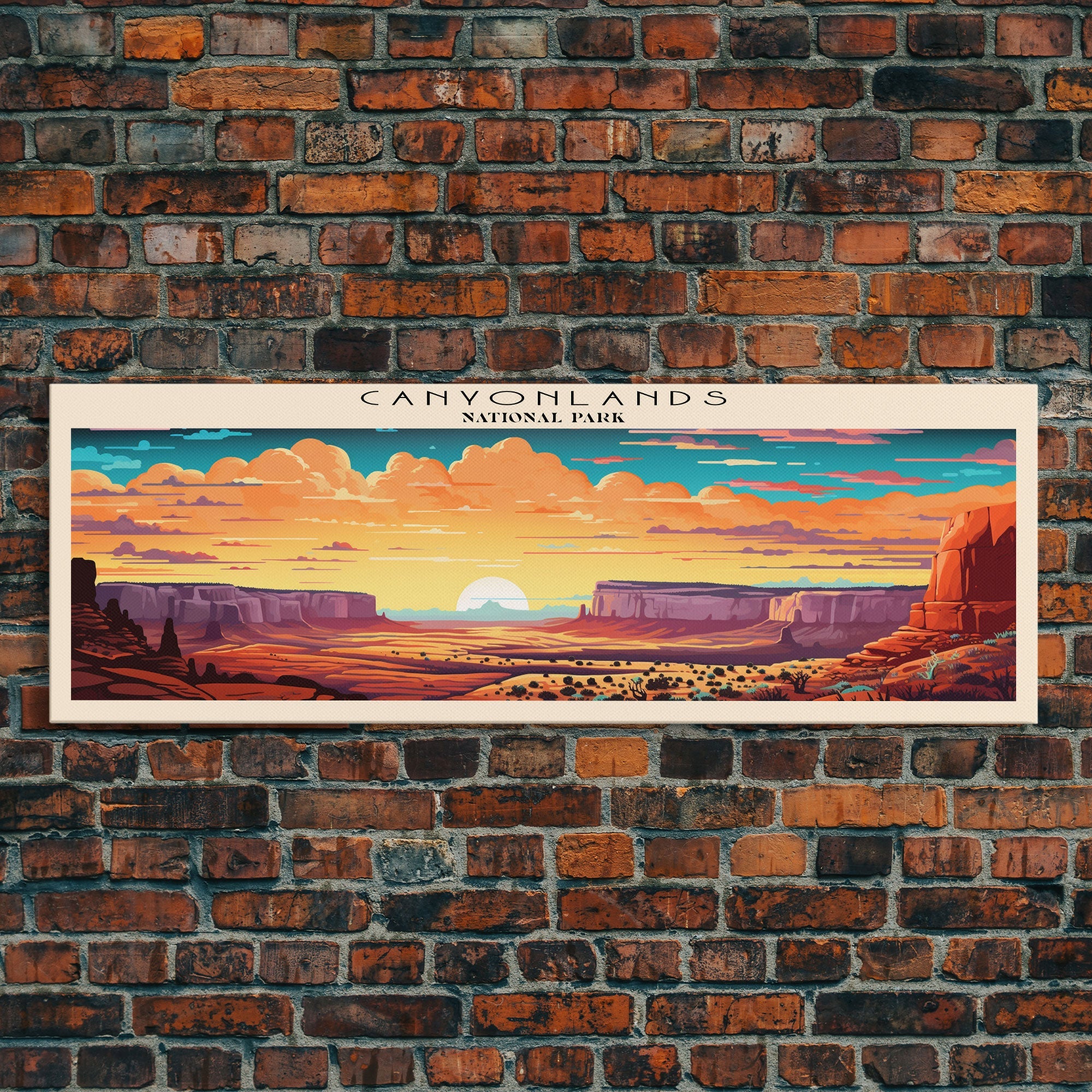 Canyonlands National Park Panoramic Utah Travel Art, National Park Print, Minimalist Travel Art, Subdued Watercolor Painting Panoramic