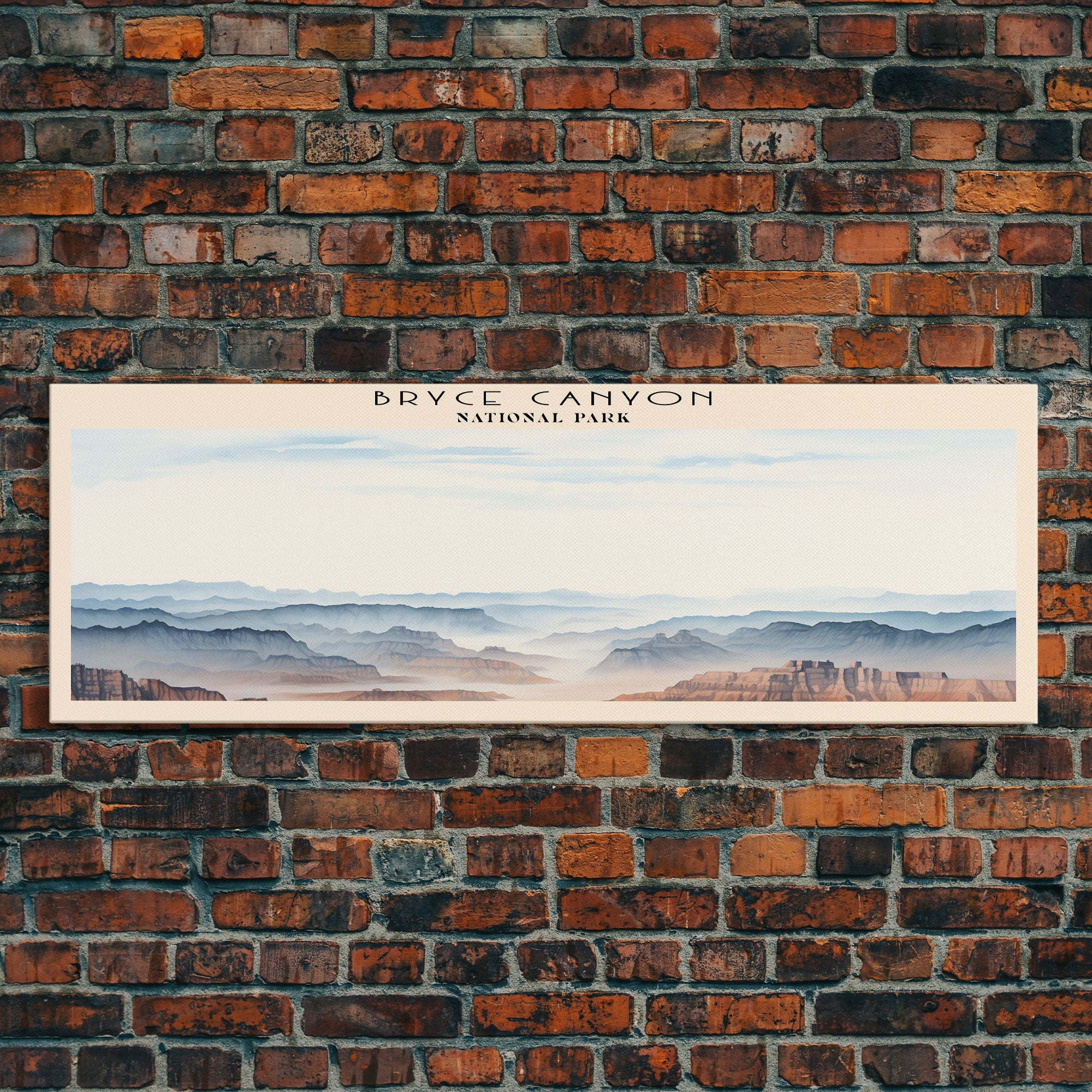 Bryce Canyon National Park Panoramic Utah Travel Art, National Park Print, Minimalist Travel Art, Subdued Watercolor Painting Panoramic