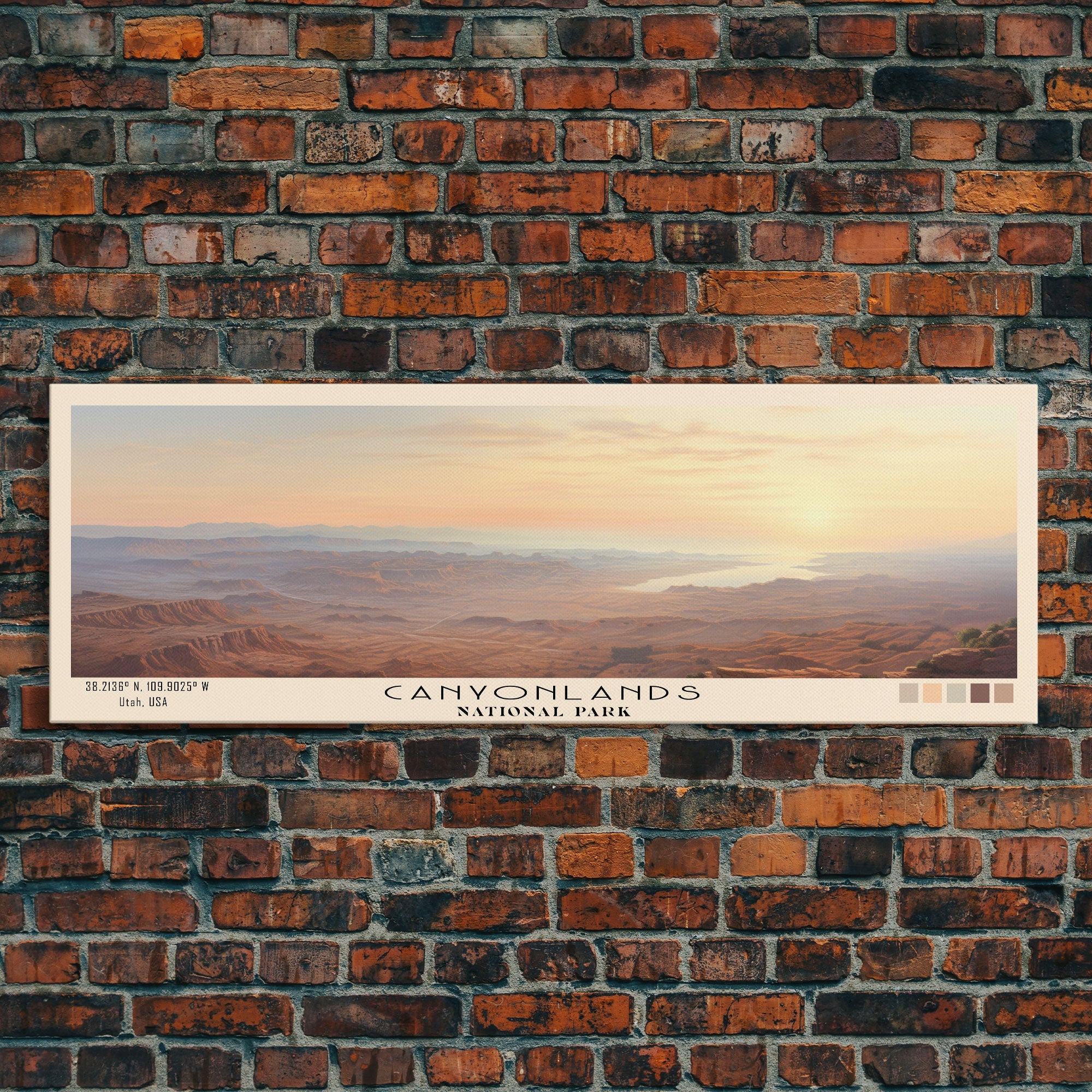 Canyonlands National Park Panoramic Utah Travel Art, National Park Print, Minimalist Travel Art, Subdued Watercolor Painting Panoramic