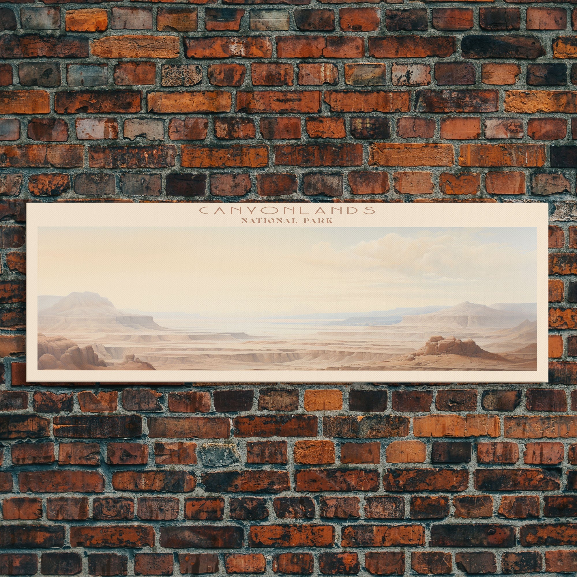 Canyonlands National Park Panoramic Utah Travel Art, National Park Print, Minimalist Travel Art, Subdued Watercolor Painting Panoramic