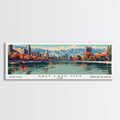 Salt Lake City Utah Panoramic Wall Art, Mid Century Modern Framed Canvas Print, Retro Pop Art Cityscape, Travel Poster, Living Room Decor