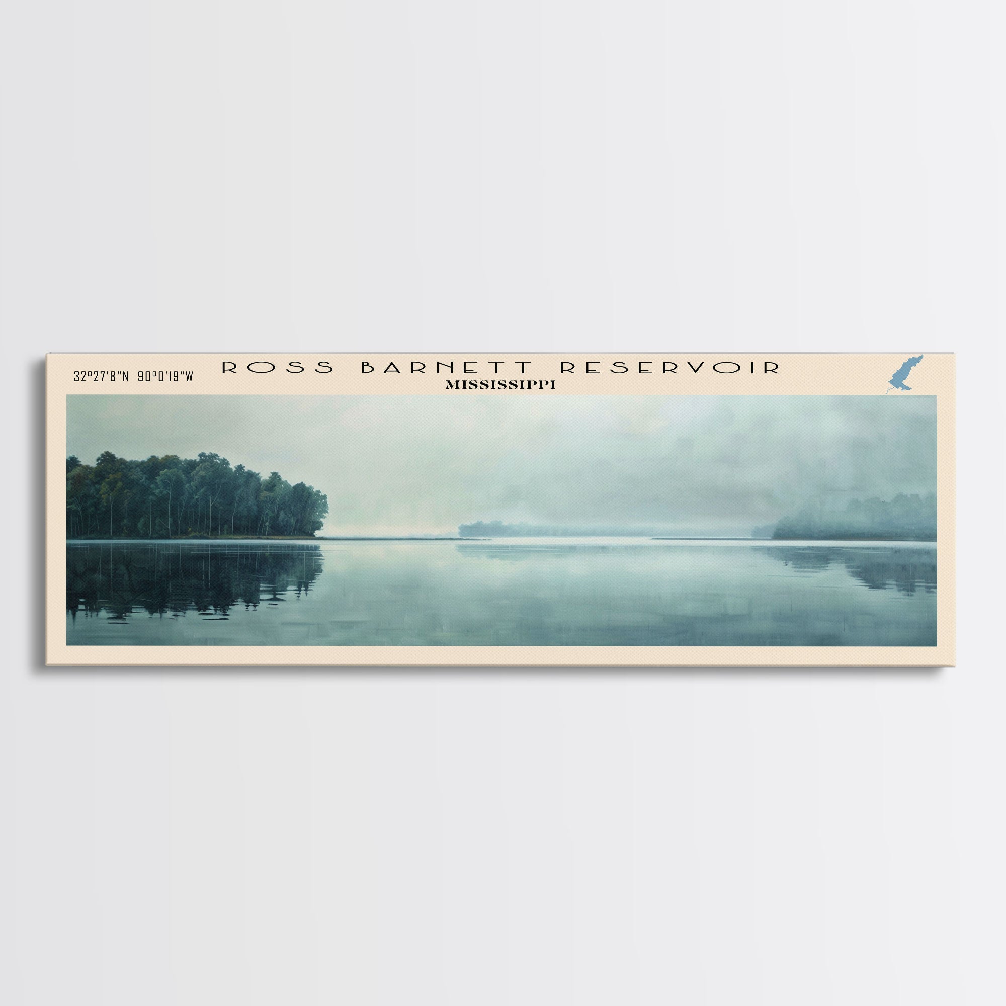 Sevier Lake Utah Panoramic Framed Canvas Print, Lake House Decor, Wall Art, Travel Poster, Tranquil Landscape, Modern Art