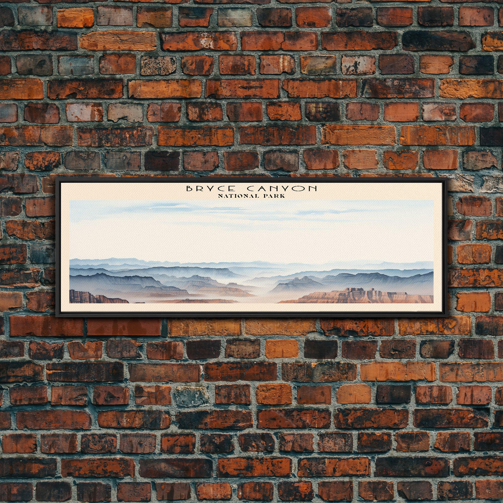 Bryce Canyon National Park Panoramic Utah Travel Art, National Park Print, Minimalist Travel Art, Subdued Watercolor Painting Panoramic