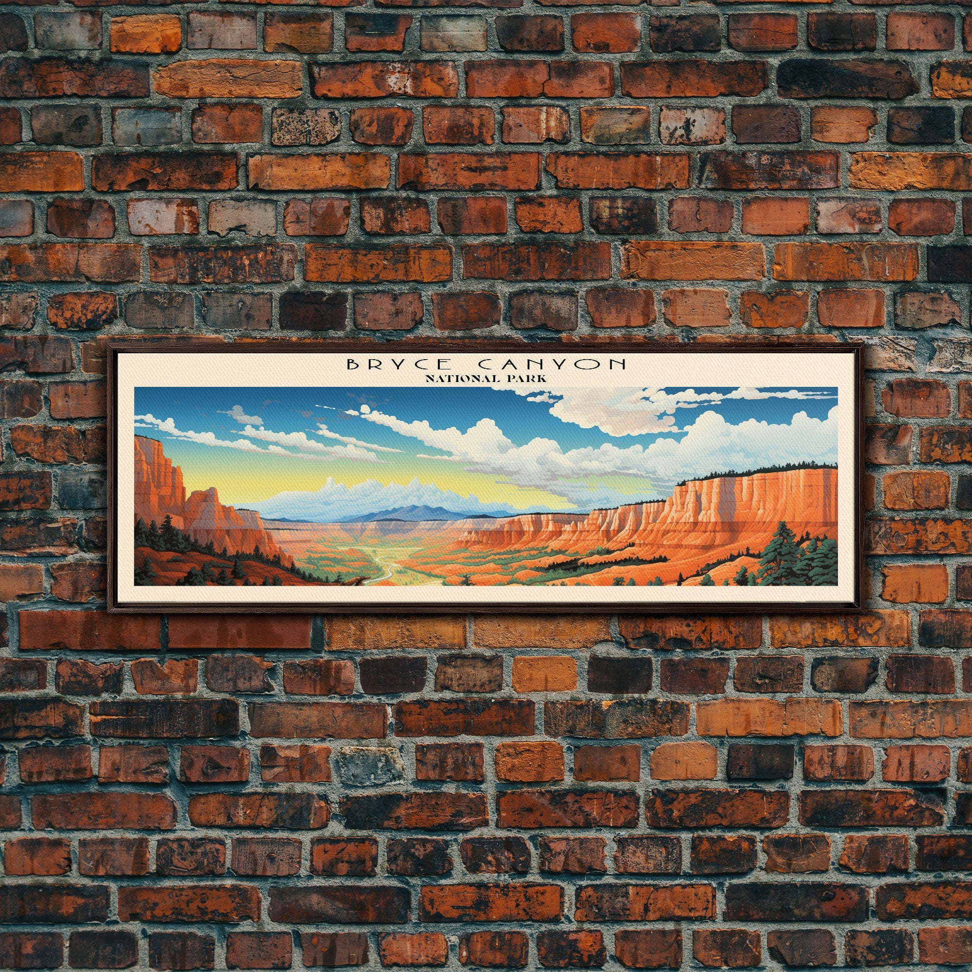 Bryce Canyon National Park Panoramic Utah Travel Art, National Park Print, Minimalist Travel Art, Subdued Watercolor Painting Panoramic