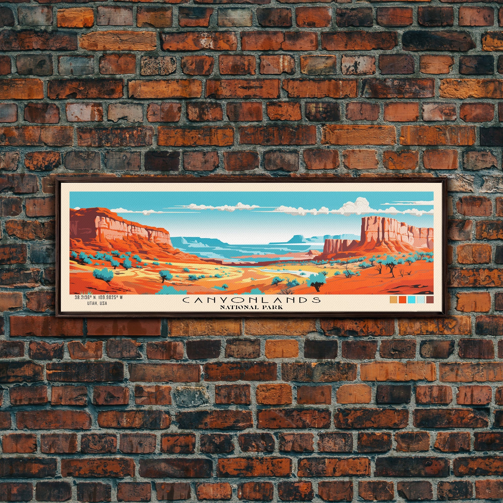 Canyonlands National Park Panoramic Utah Travel Art, National Park Print, Minimalist Travel Art, Subdued Watercolor Painting Panoramic