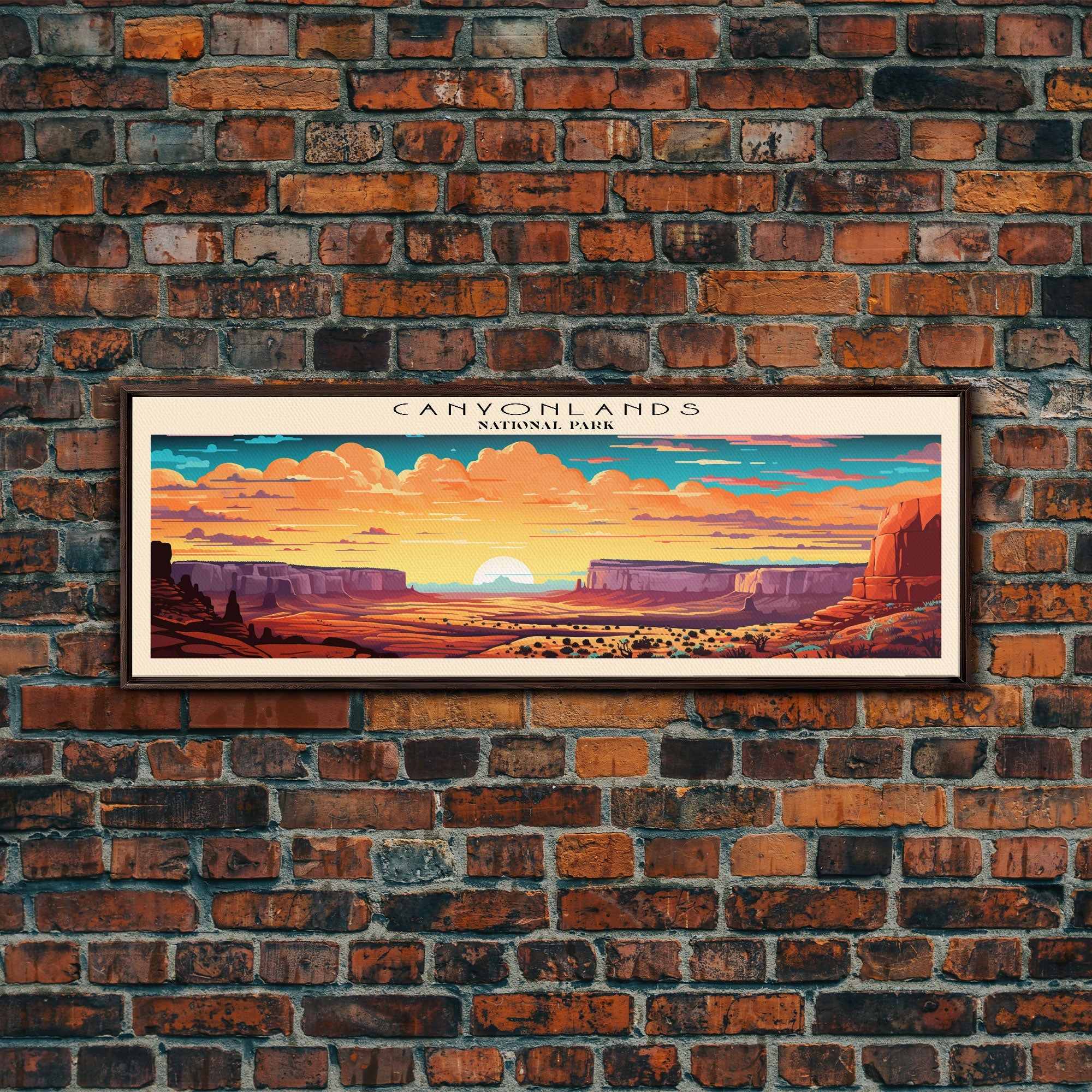 Canyonlands National Park Panoramic Utah Travel Art, National Park Print, Minimalist Travel Art, Subdued Watercolor Painting Panoramic