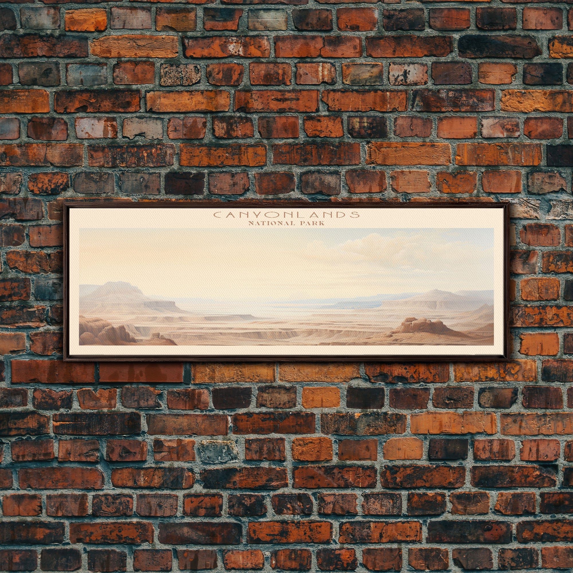 Canyonlands National Park Panoramic Utah Travel Art, National Park Print, Minimalist Travel Art, Subdued Watercolor Painting Panoramic