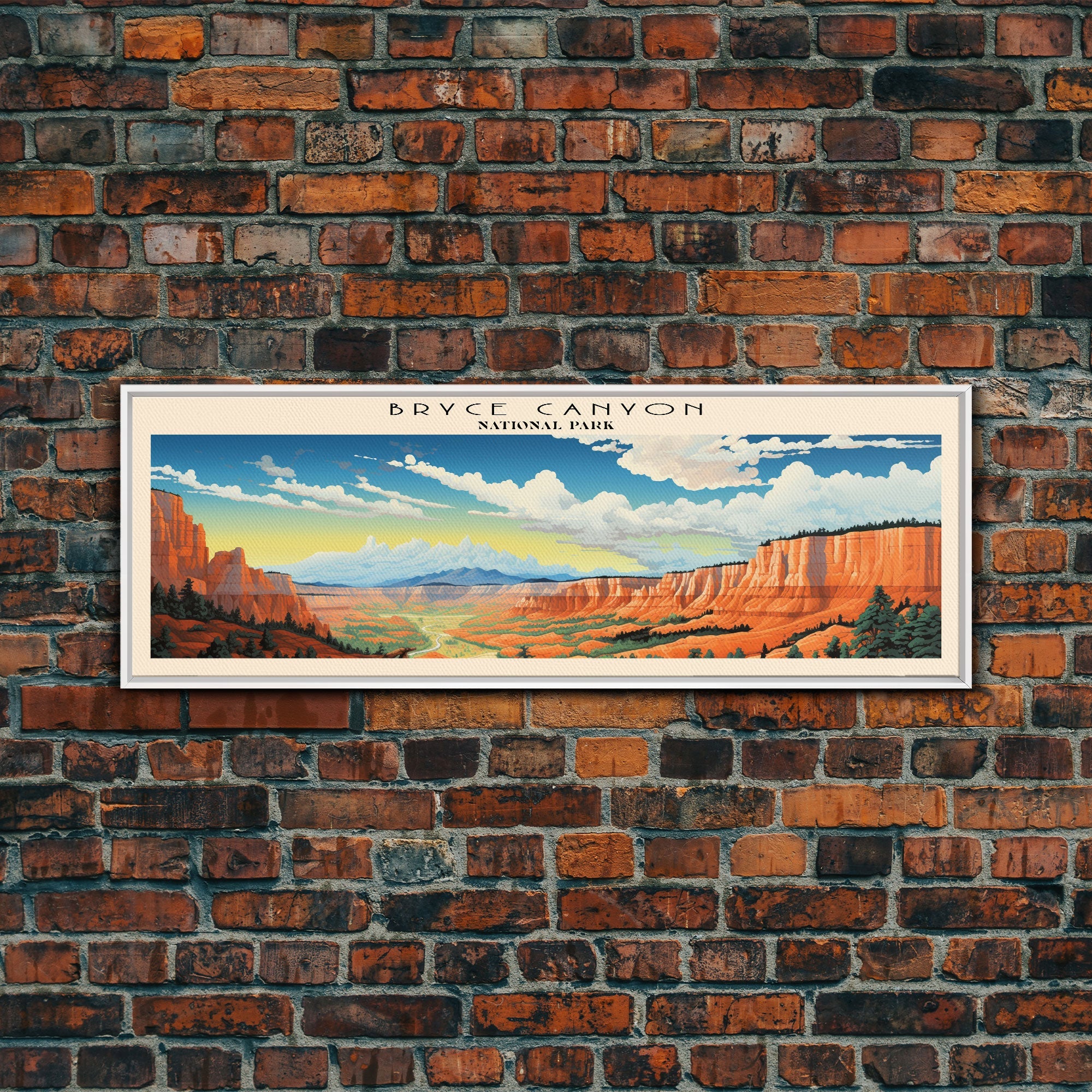 Bryce Canyon National Park Panoramic Utah Travel Art, National Park Print, Minimalist Travel Art, Subdued Watercolor Painting Panoramic