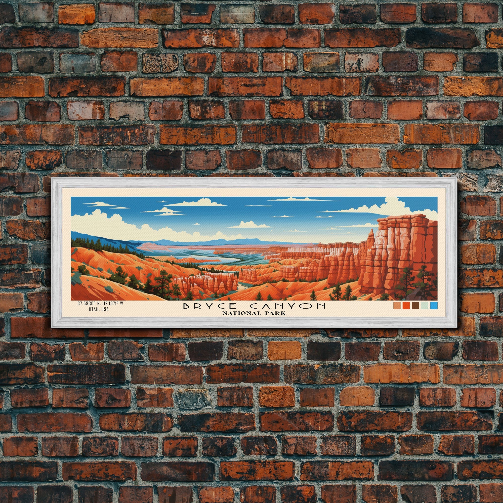 Bryce Canyon National Park Panoramic Utah Travel Art, National Park Print, Minimalist Travel Art, Subdued Watercolor Painting Panoramic