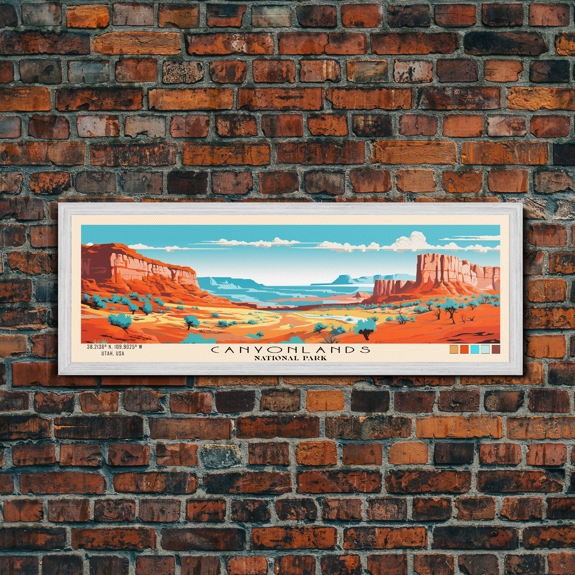 Canyonlands National Park Panoramic Utah Travel Art, National Park Print, Minimalist Travel Art, Subdued Watercolor Painting Panoramic