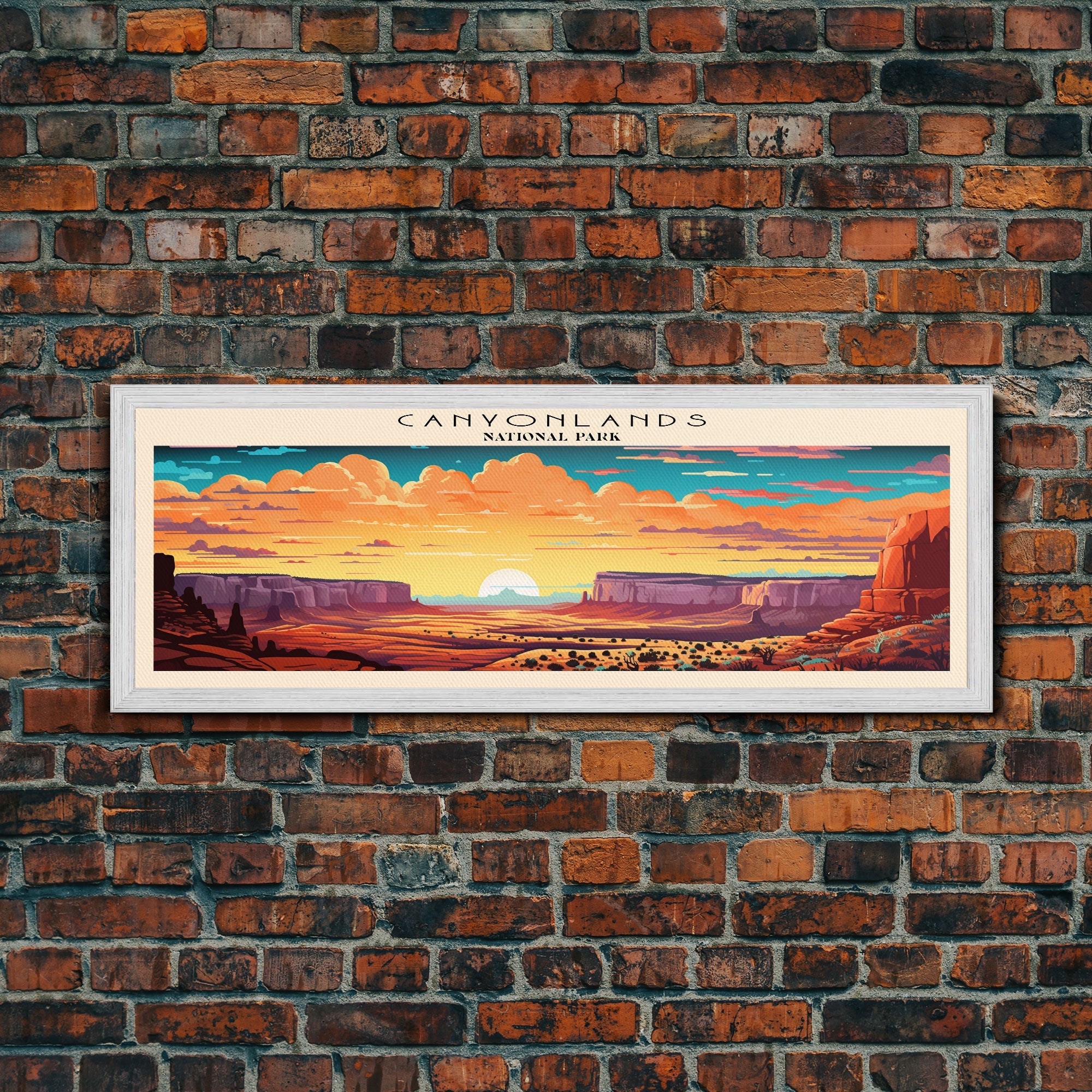 Canyonlands National Park Panoramic Utah Travel Art, National Park Print, Minimalist Travel Art, Subdued Watercolor Painting Panoramic