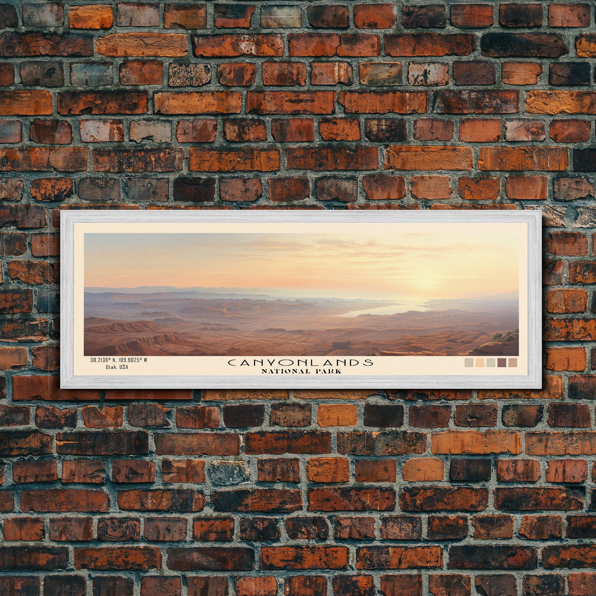 Canyonlands National Park Panoramic Utah Travel Art, National Park Print, Minimalist Travel Art, Subdued Watercolor Painting Panoramic