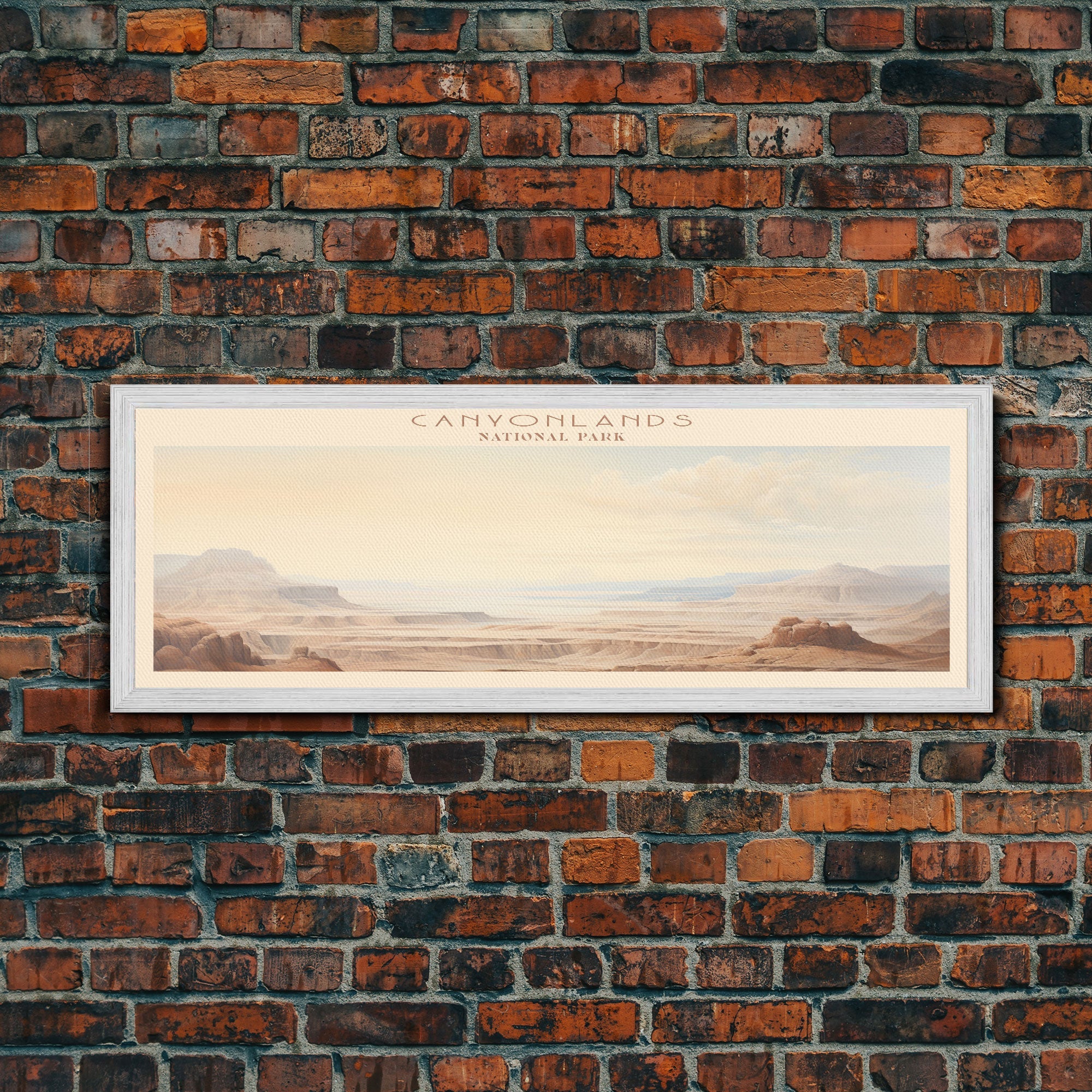 Canyonlands National Park Panoramic Utah Travel Art, National Park Print, Minimalist Travel Art, Subdued Watercolor Painting Panoramic