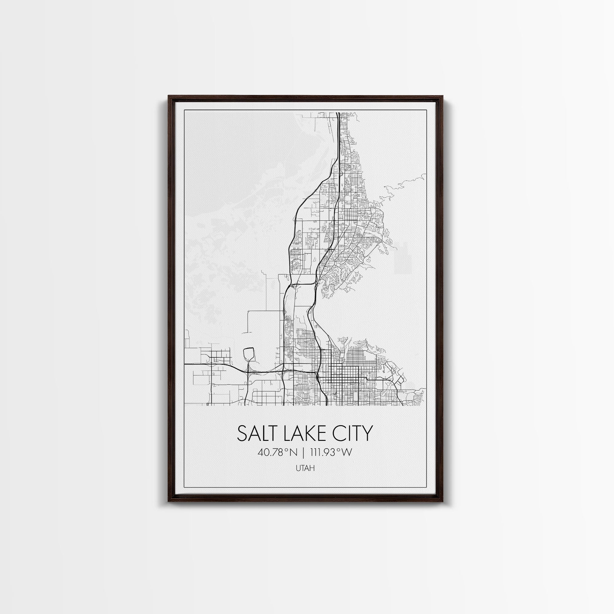 Salt Lake City Street Map, Utah Map, City Map Art, Minimalist Art, Wall Art, Canvas Print, Home Décor Wall Art, Friendship Gift, Travel Art