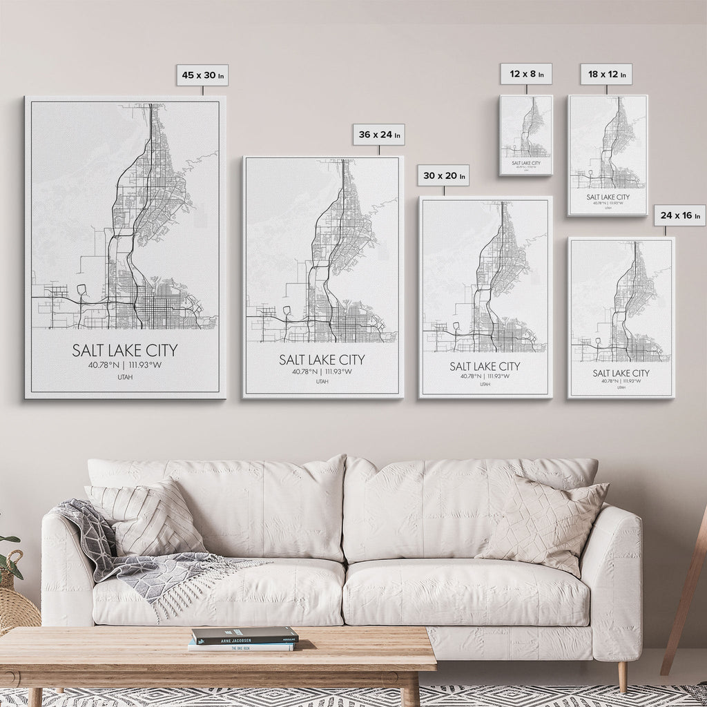 Salt Lake City Street Map, Utah Map, City Map Art, Minimalist Art, Wall Art, Canvas Print, Home Décor Wall Art, Friendship Gift, Travel Art