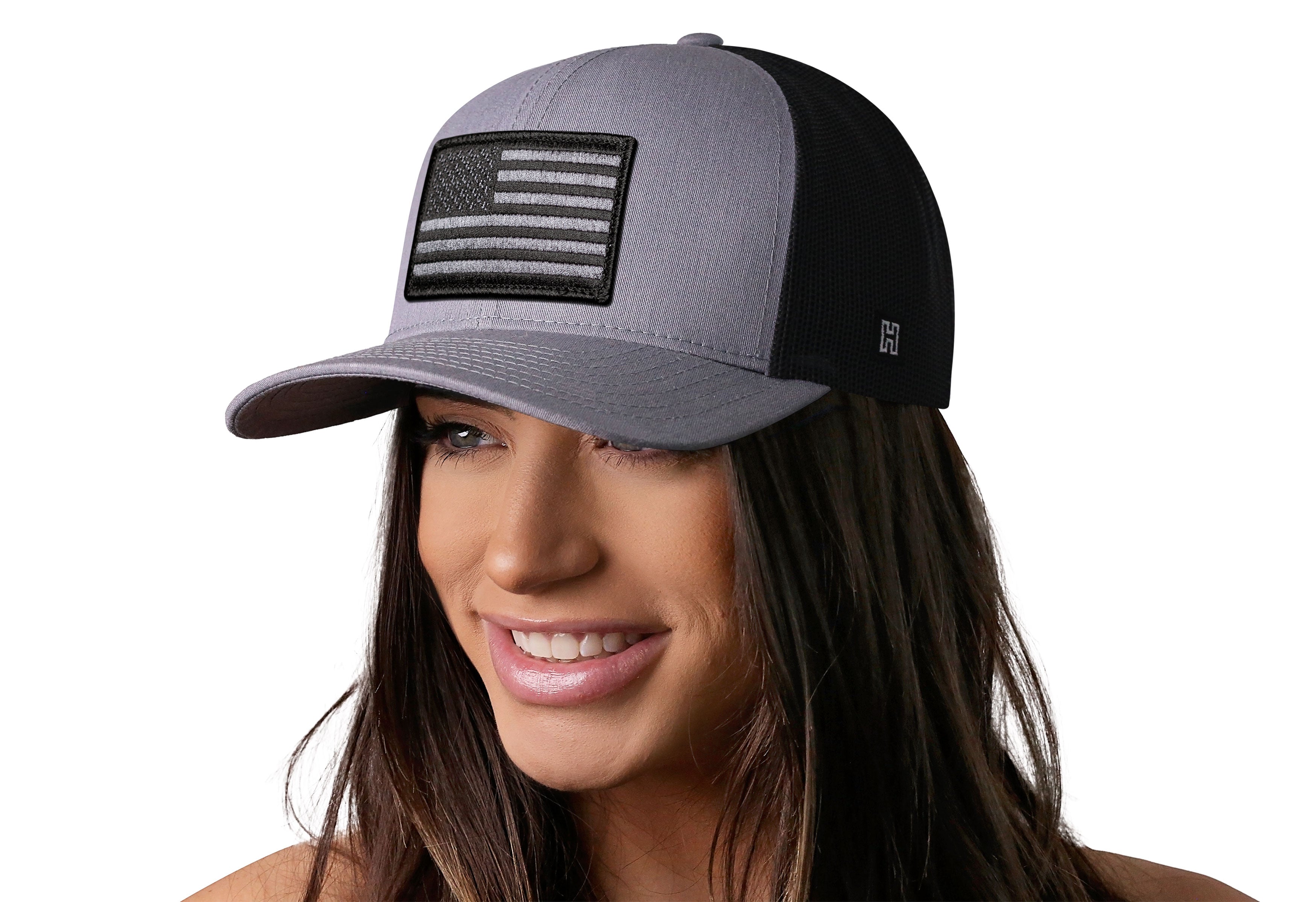 American Flag Trucker Hat  |  Gray-Black USA Tactical Snapback
