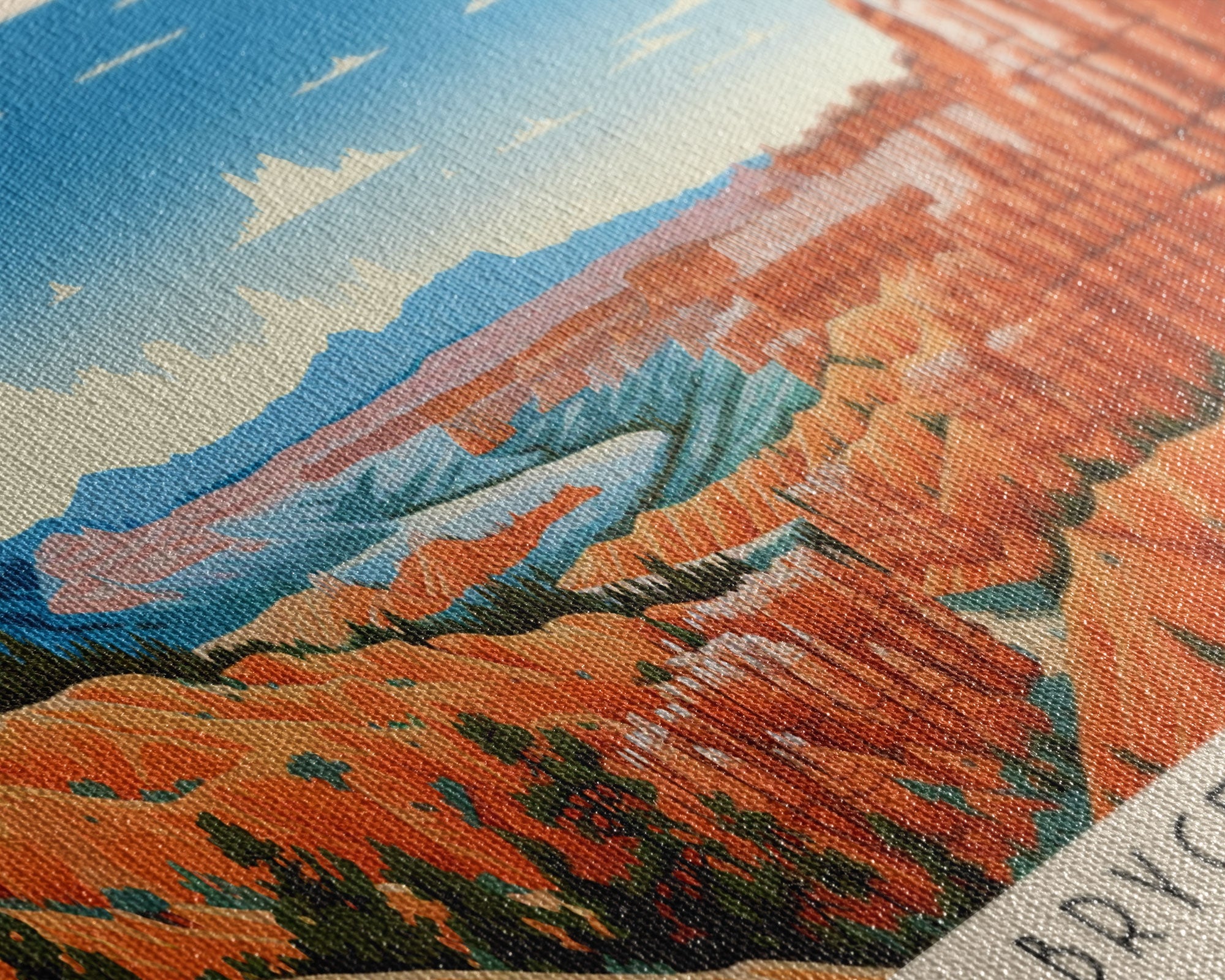 Bryce Canyon National Park Panoramic Utah Travel Art, National Park Print, Minimalist Travel Art, Subdued Watercolor Painting Panoramic