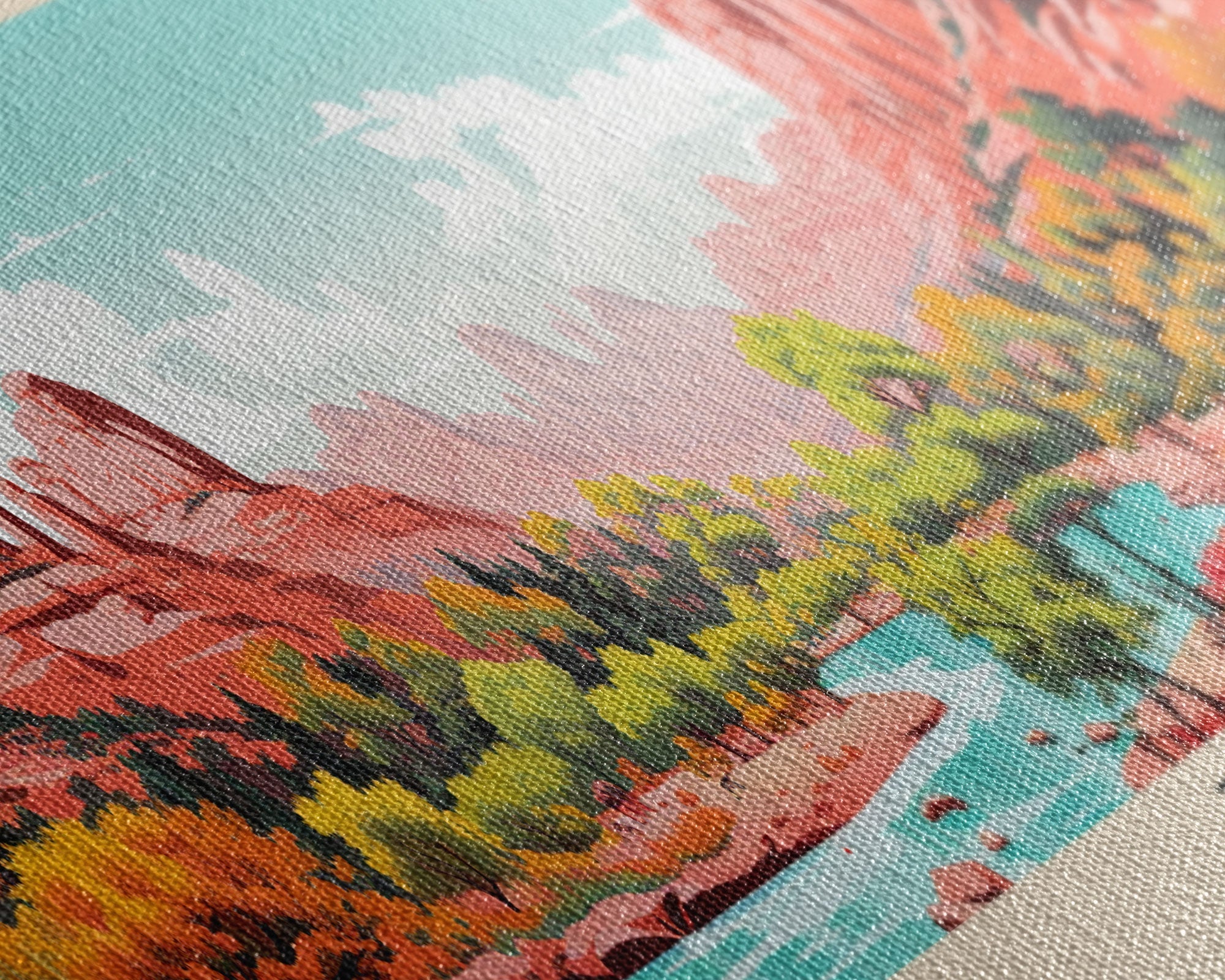 Zion National Park Panoramic Utah Travel Art, National Park Print, Minimalist Travel Art, Subdued Watercolor Painting Panoramic