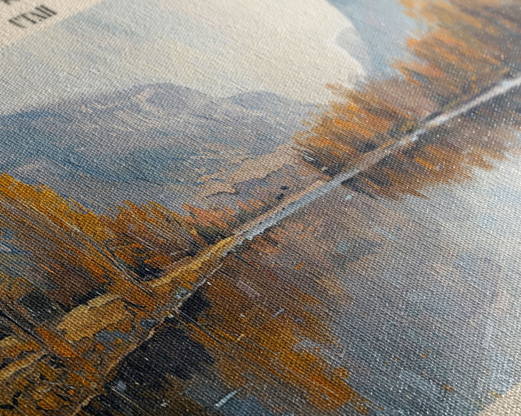 Mirror Lake Utah Framed Canvas Print, Lake House Decor, Panoramic Wall Art, Travel Poster, Landscape Painting, Bedroom Decor