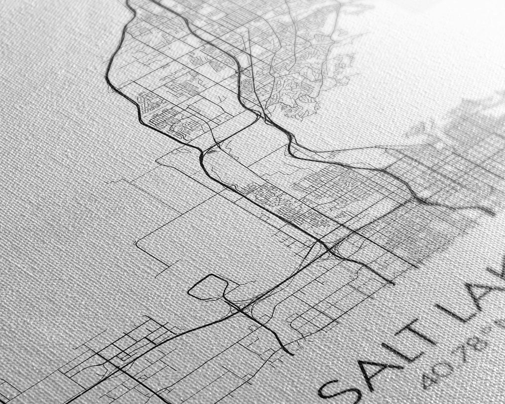 Salt Lake City Street Map, Utah Map, City Map Art, Minimalist Art, Wall Art, Canvas Print, Home Décor Wall Art, Friendship Gift, Travel Art