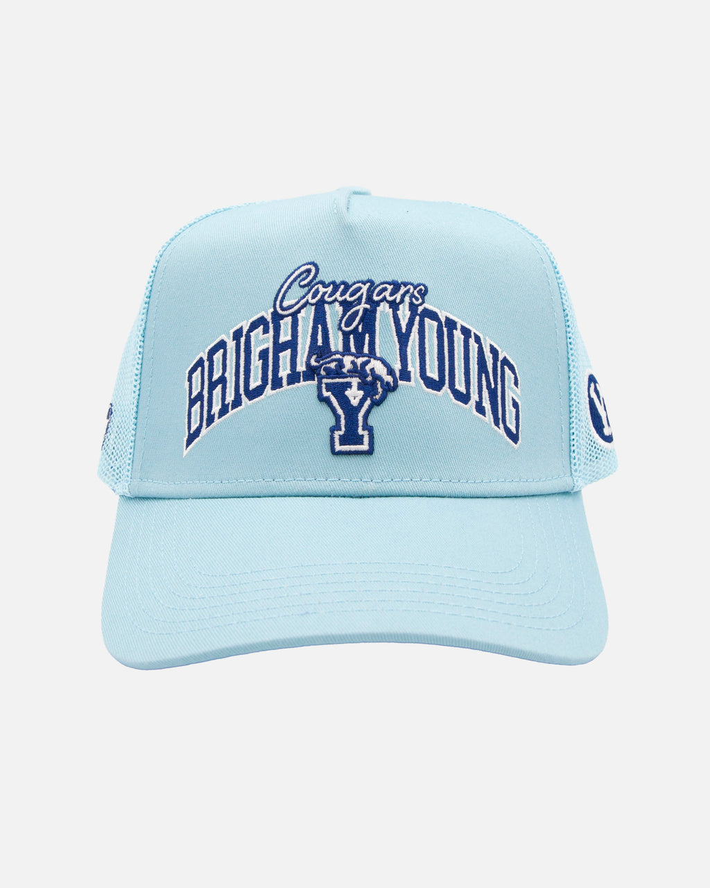 BYU Powder Blue Embroidered Trucker Hat