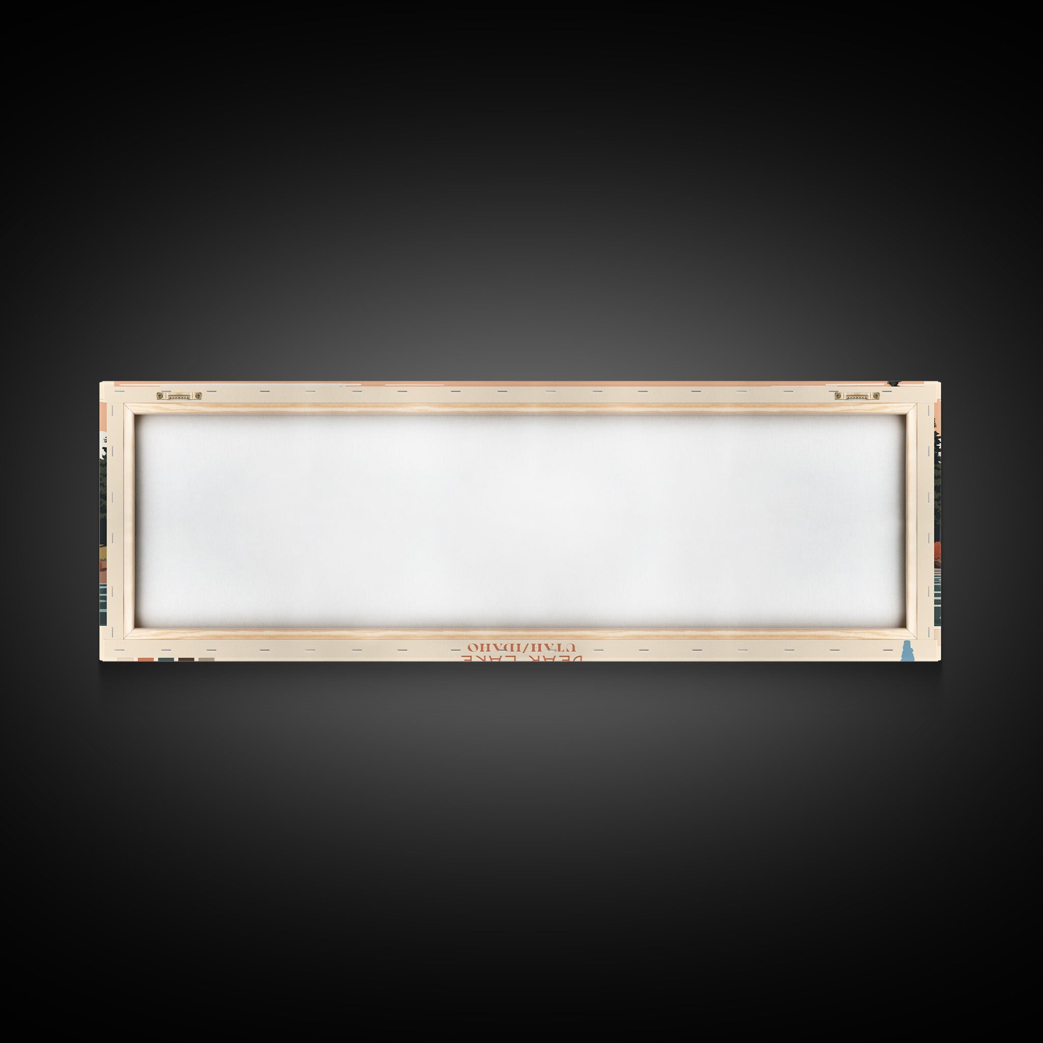 Bear Lake Utah Idaho Framed Canvas Print, Panoramic Travel Poster, Midcentury Modern Wall Art, Pop Art, Nature Living Room Art, Lake House Decor