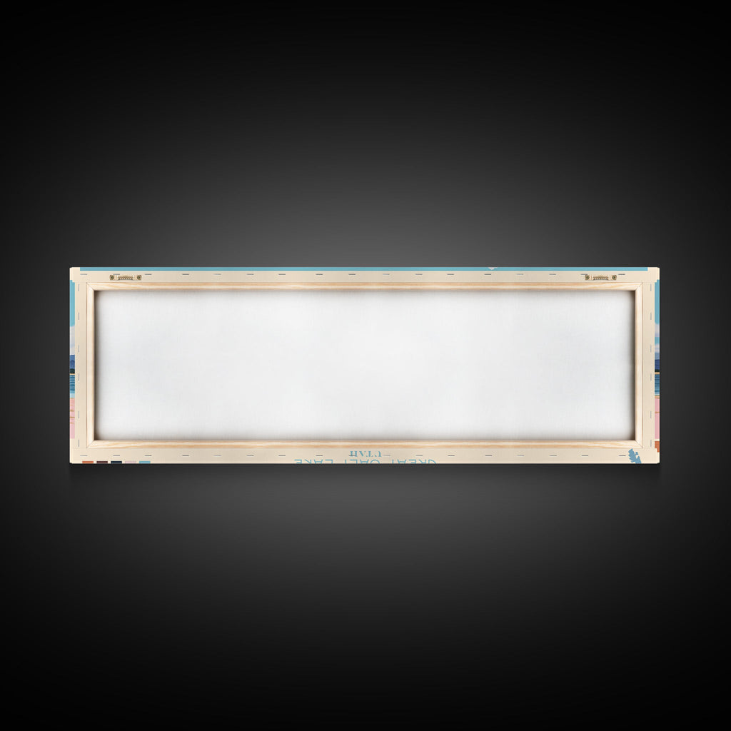 Great Salt Lake Utah Framed Canvas Print, Panoramic Wall Art, Midcentury Modern, Pop Art, Living Room Wall Art, Travel Poster, Nature Art, Artistic Decor