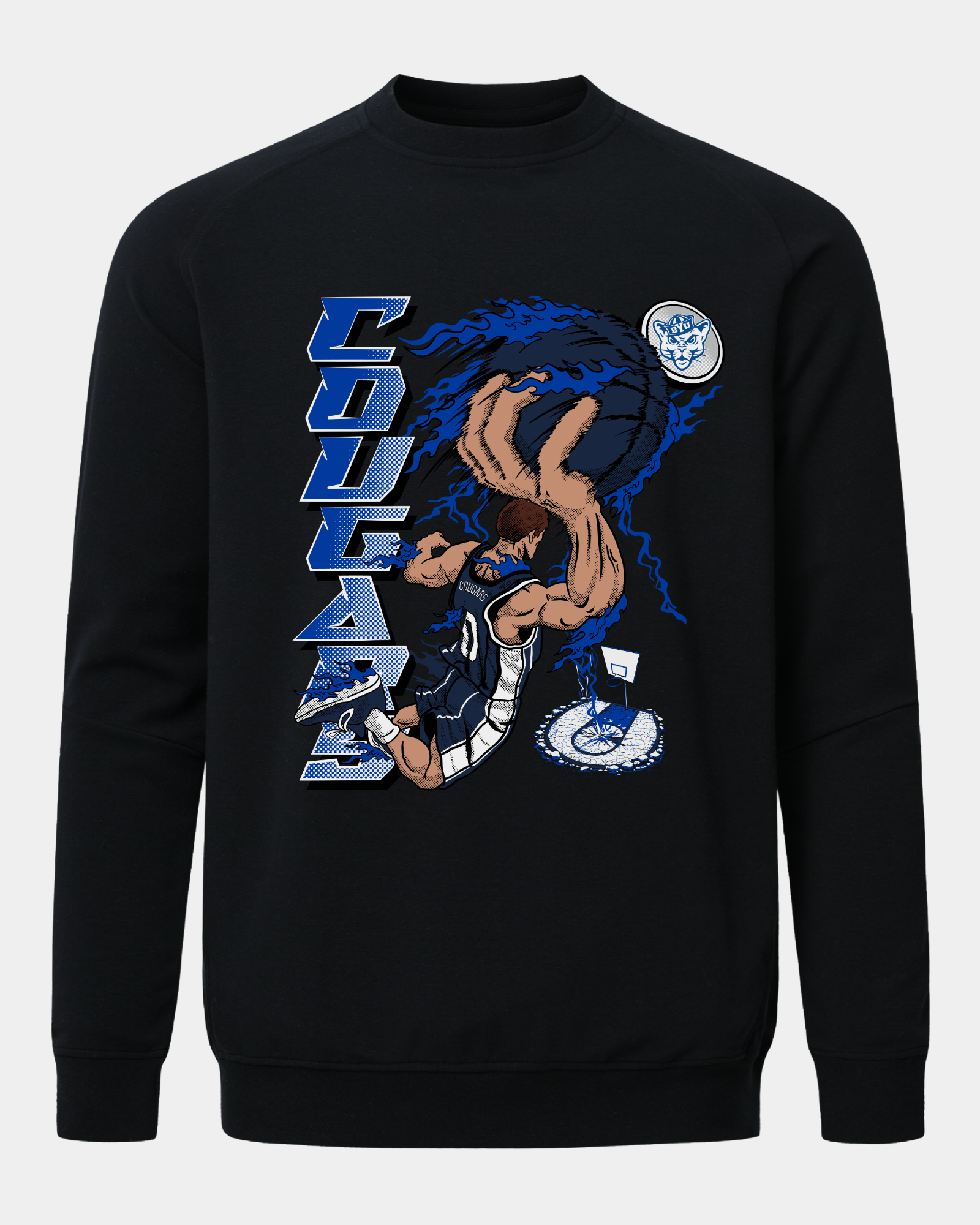 BYU Slam Dunk Meridian Black Crewneck