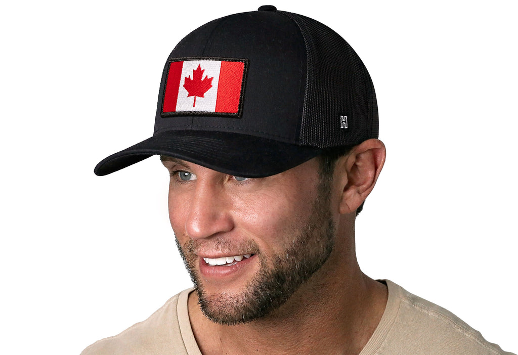 Canada Flag Trucker Hat  |  Black Canadian Snapback