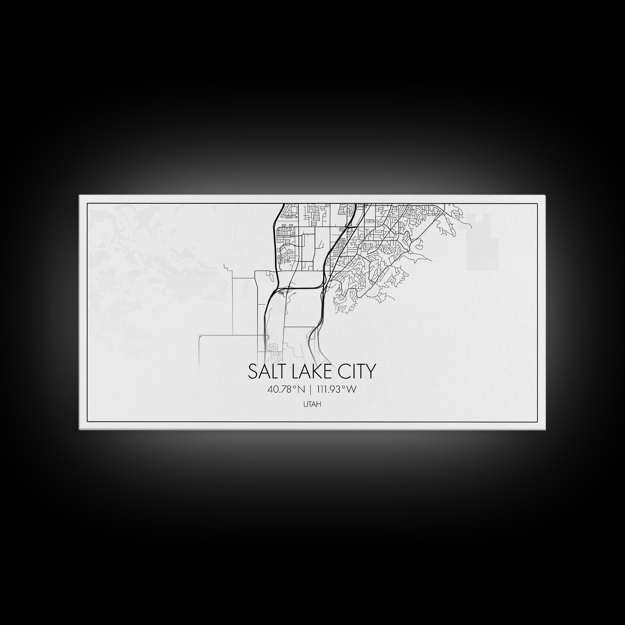 Salt Lake City Map, Utah Art, Map Print, Minimalist Wall Art, Wall Art, Canvas Art, Gift For Couples, Dorm Room Art, Rustic Wall Décor