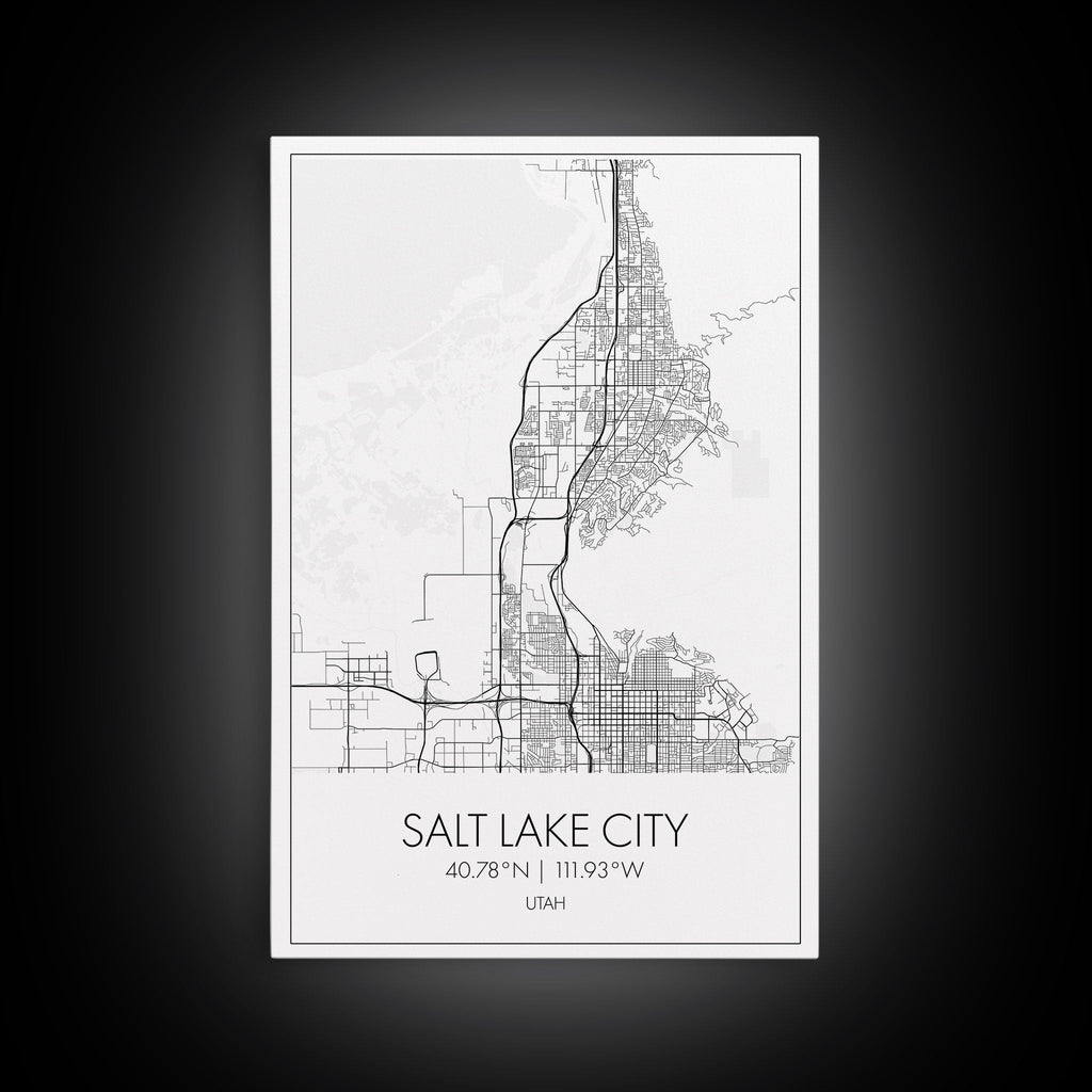 Salt Lake City Street Map, Utah Map, City Map Art, Minimalist Art, Wall Art, Canvas Print, Home Décor Wall Art, Friendship Gift, Travel Art