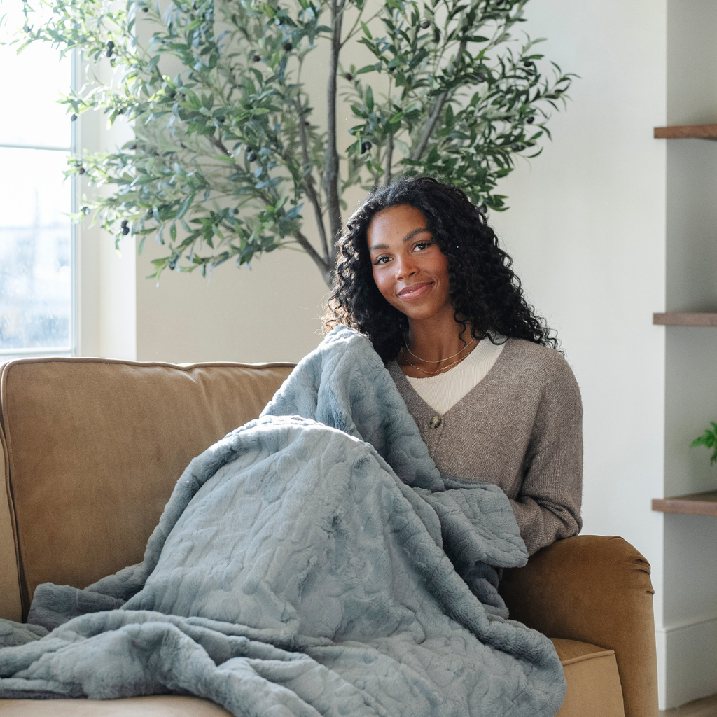 PATTERNED FAUX FUR THROW BLANKETS