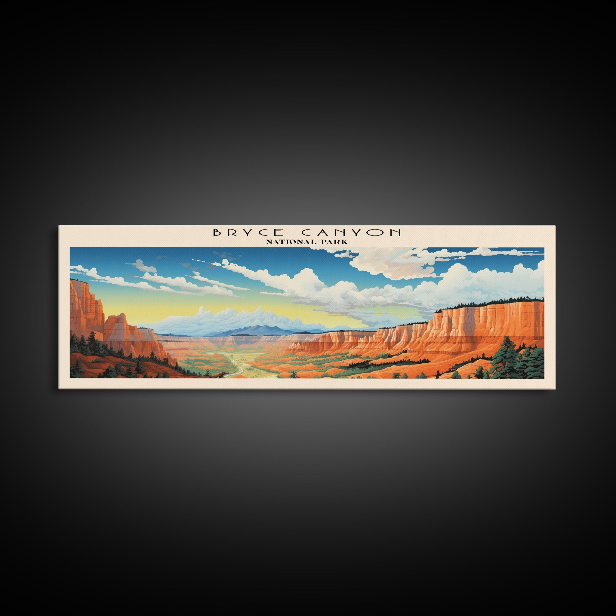 Bryce Canyon National Park Panoramic Utah Travel Art, National Park Print, Minimalist Travel Art, Subdued Watercolor Painting Panoramic