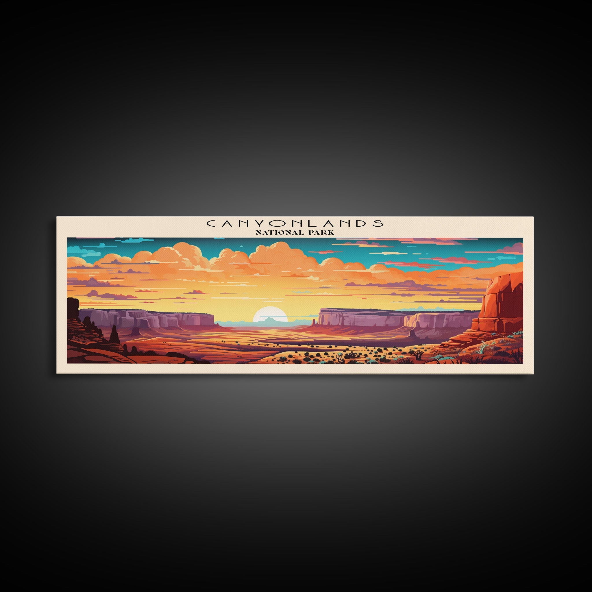 Canyonlands National Park Panoramic Utah Travel Art, National Park Print, Minimalist Travel Art, Subdued Watercolor Painting Panoramic