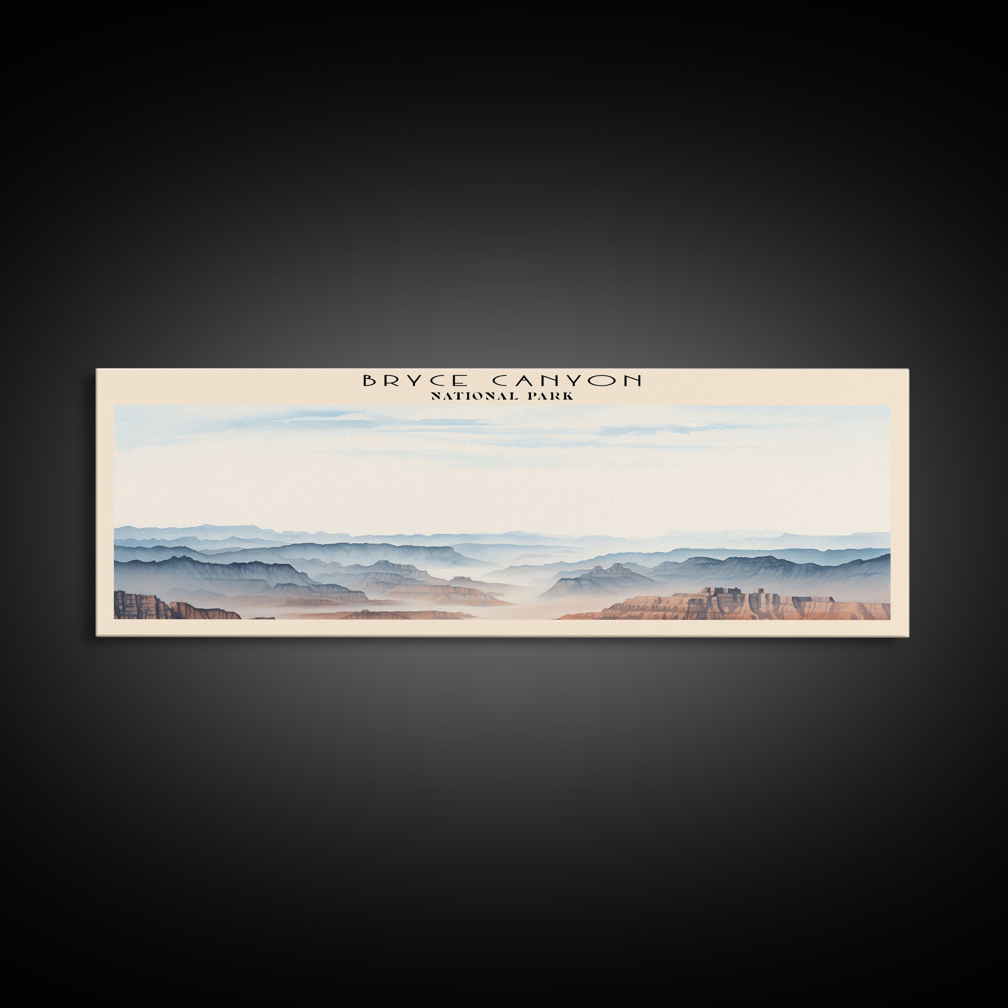 Bryce Canyon National Park Panoramic Utah Travel Art, National Park Print, Minimalist Travel Art, Subdued Watercolor Painting Panoramic