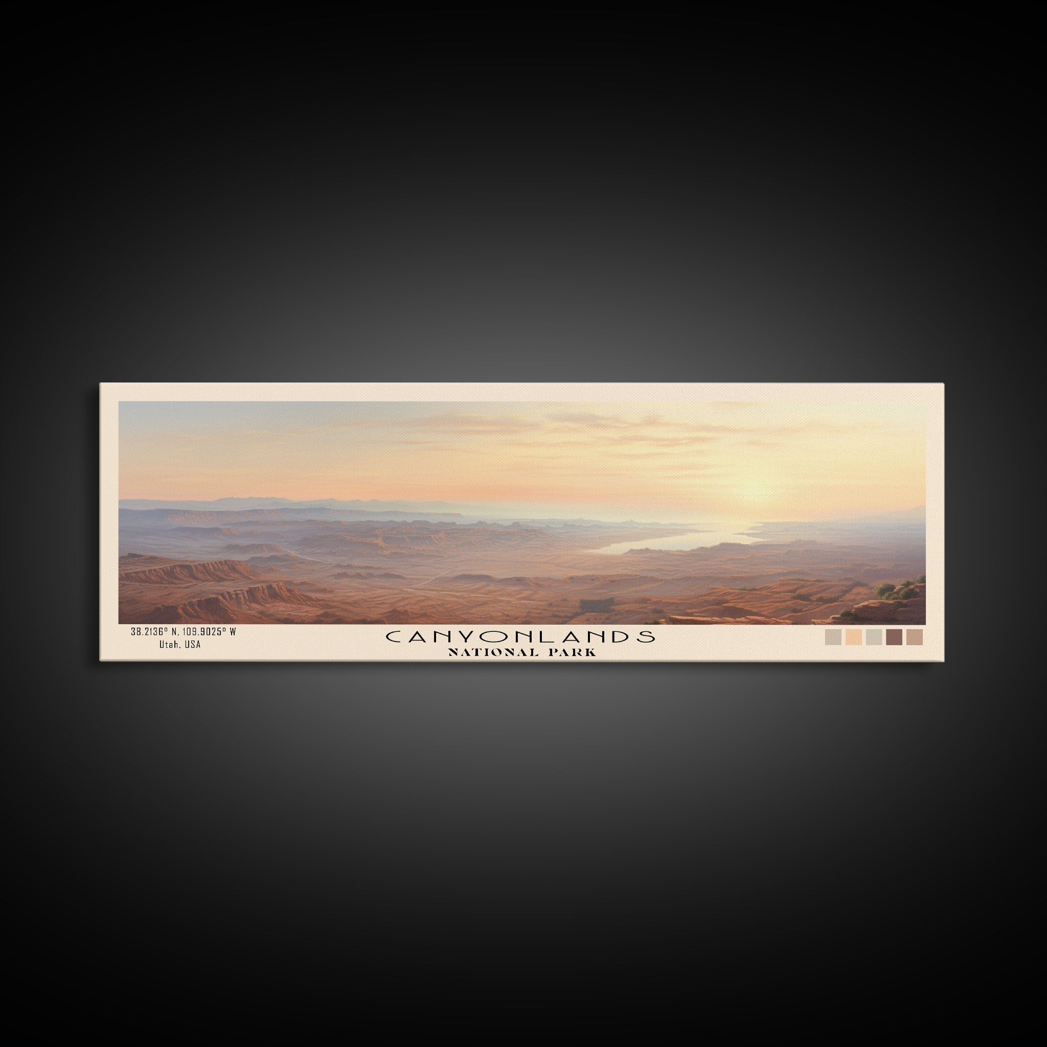 Canyonlands National Park Panoramic Utah Travel Art, National Park Print, Minimalist Travel Art, Subdued Watercolor Painting Panoramic