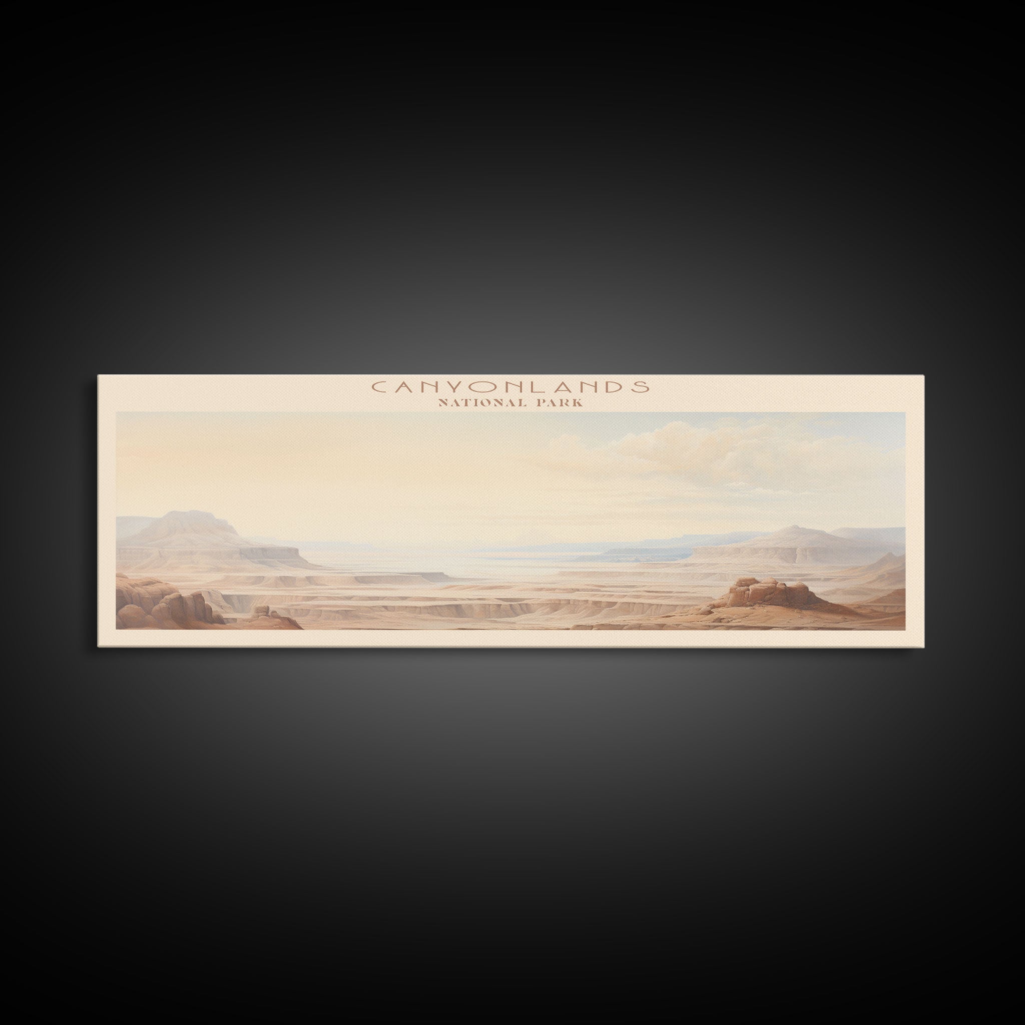 Canyonlands National Park Panoramic Utah Travel Art, National Park Print, Minimalist Travel Art, Subdued Watercolor Painting Panoramic