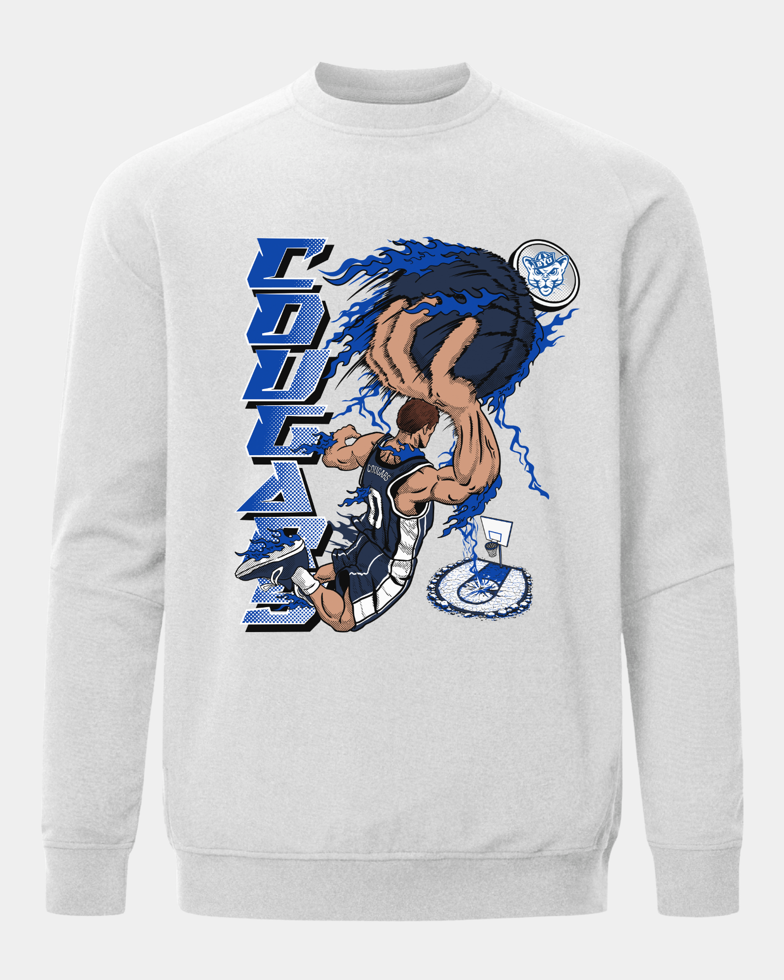 BYU Slam Dunk Meridian Heather Grey Crewneck