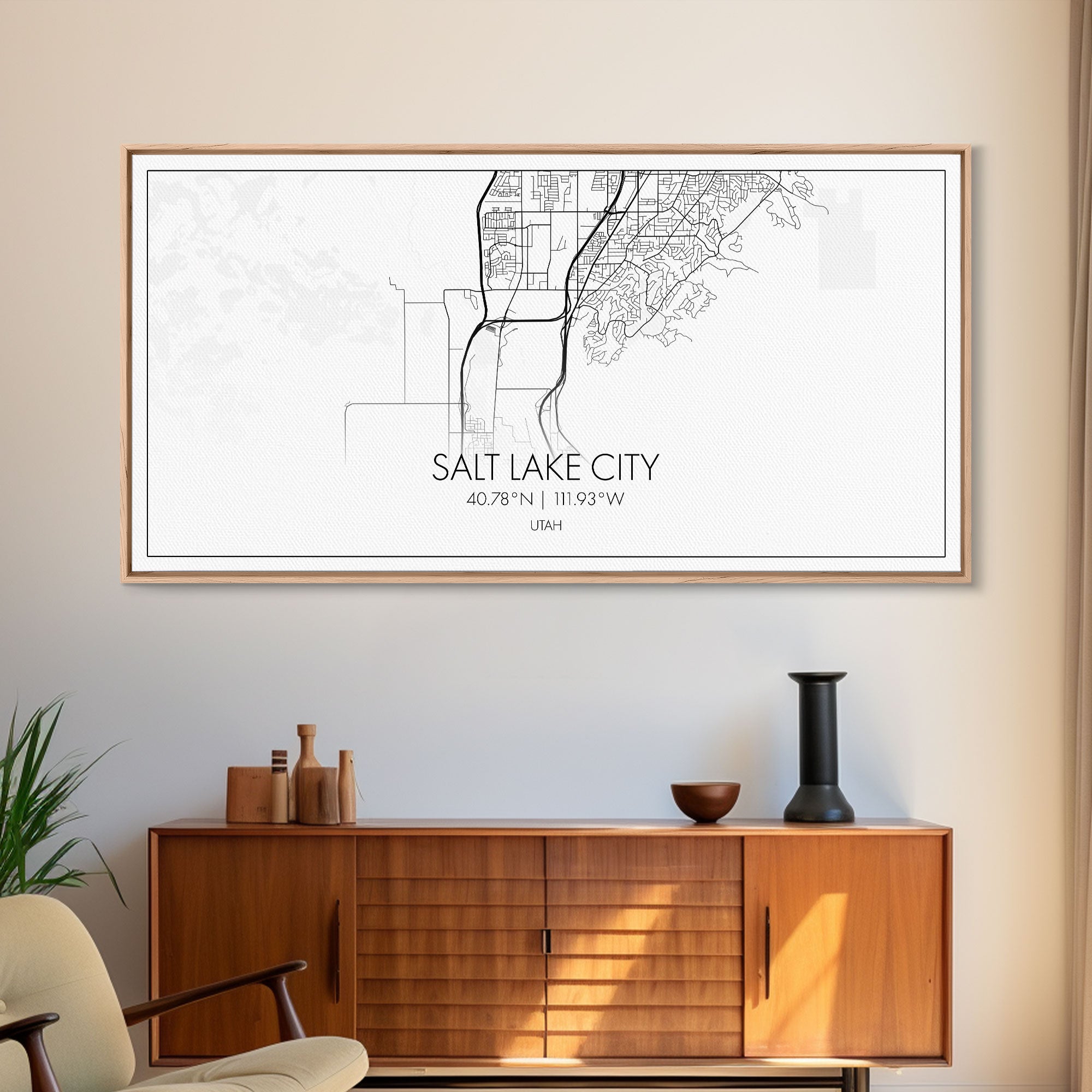 Salt Lake City Map, Utah Art, Map Print, Minimalist Wall Art, Wall Art, Canvas Art, Gift For Couples, Dorm Room Art, Rustic Wall Décor