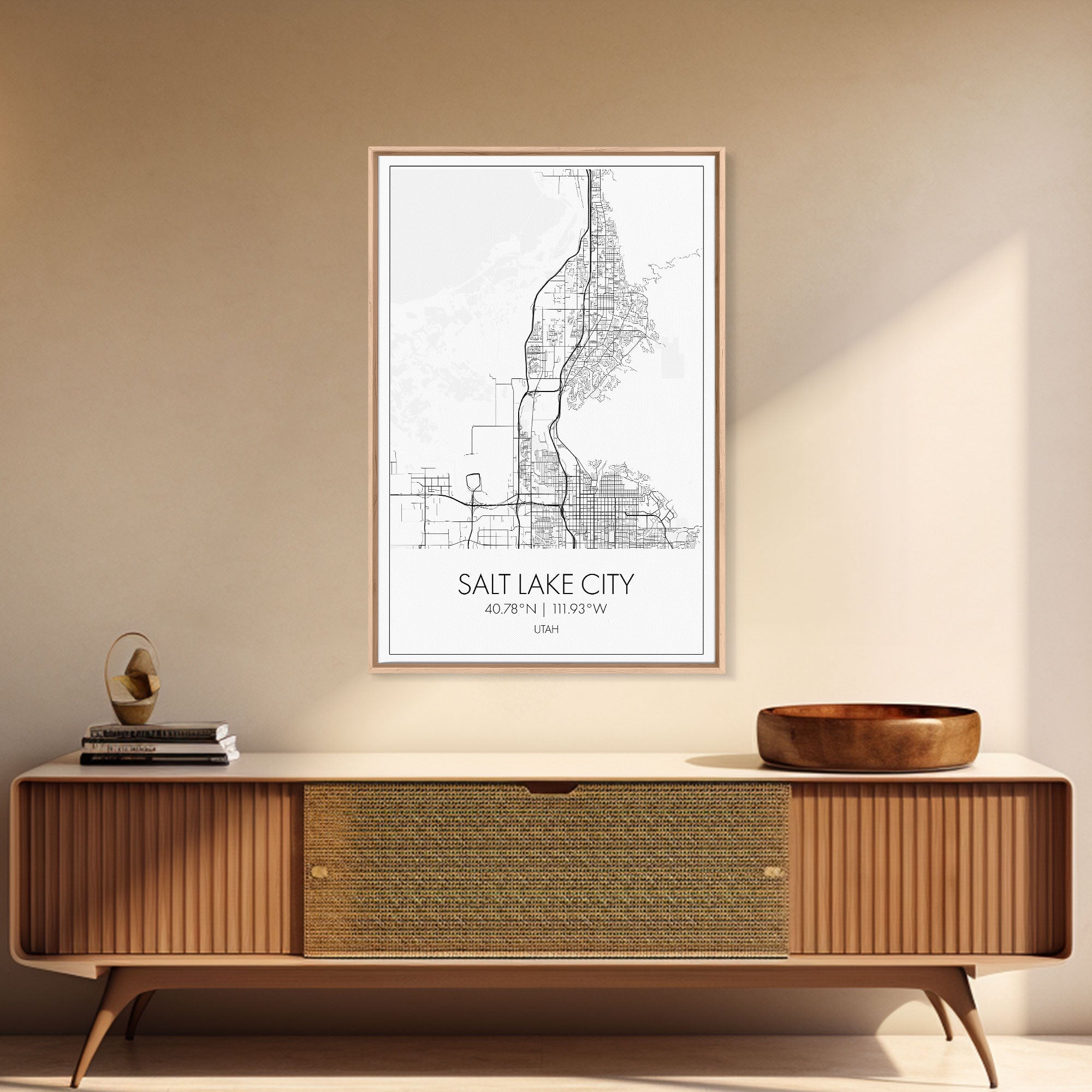 Salt Lake City Street Map, Utah Map, City Map Art, Minimalist Art, Wall Art, Canvas Print, Home Décor Wall Art, Friendship Gift, Travel Art